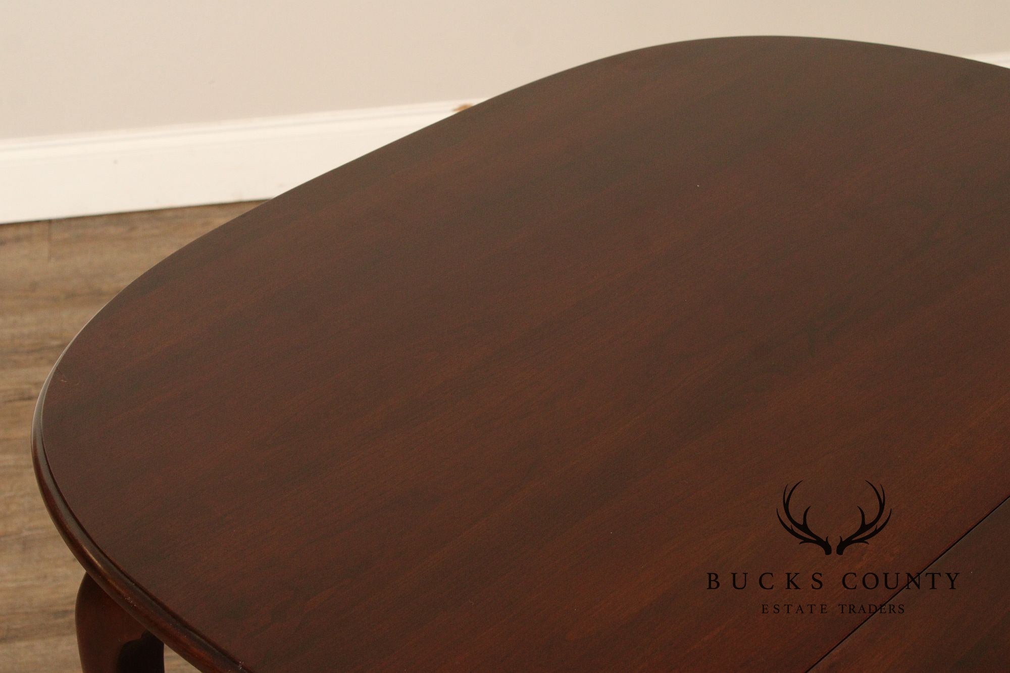 Queen Anne Style Oval Cherry Extension Dining Table With Two Leaves