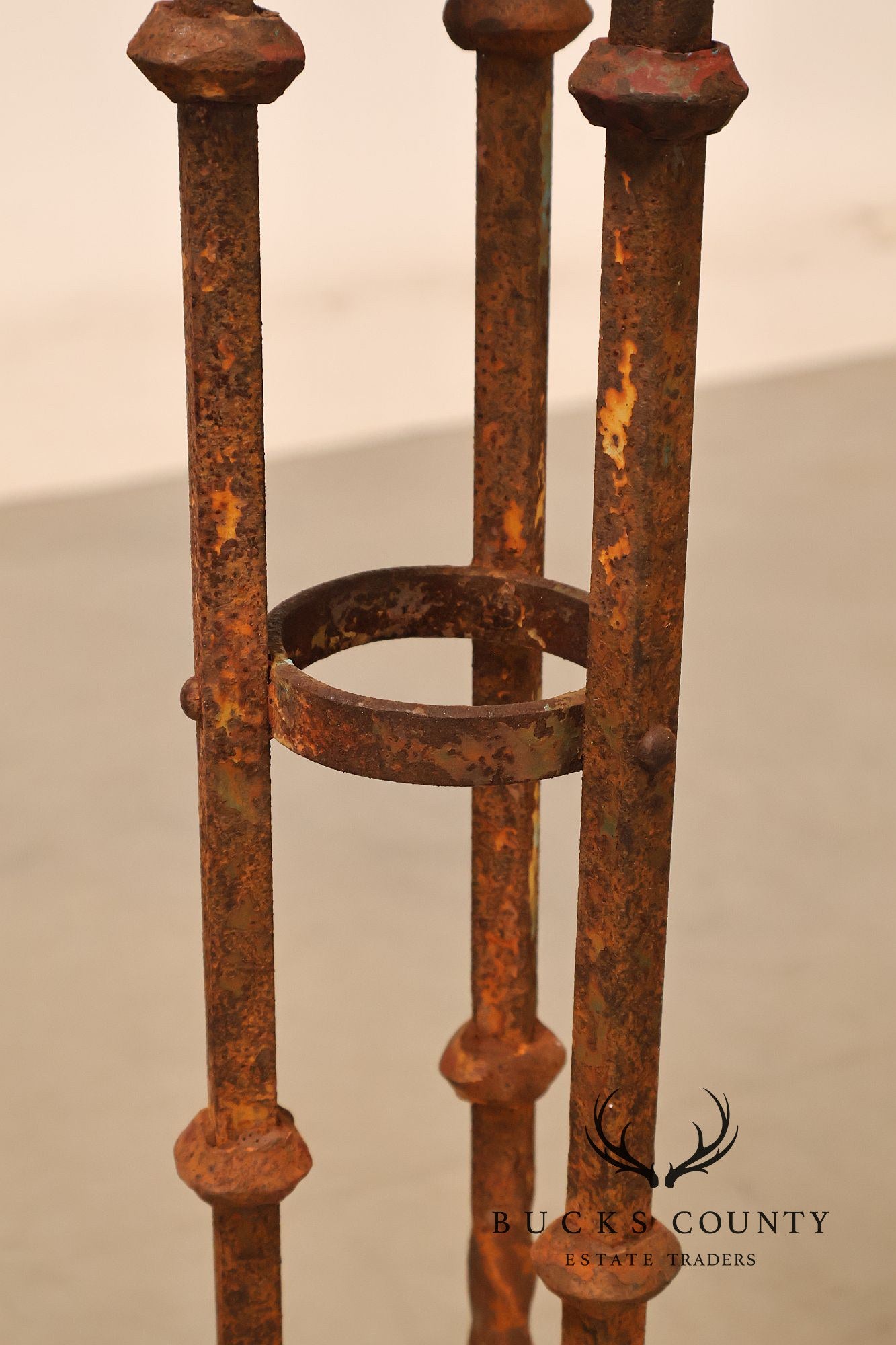 Vintage Wrought Iron Garden Pedestal Plant Stand