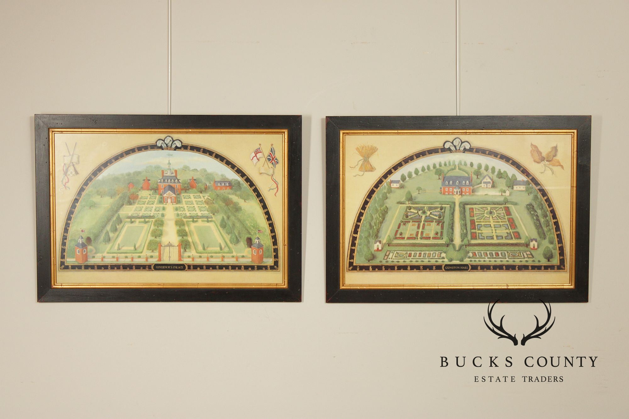 Alexandria Churchill Pair of Custom Framed Prints, 'Governor's Palace' and 'Gunston Hall'