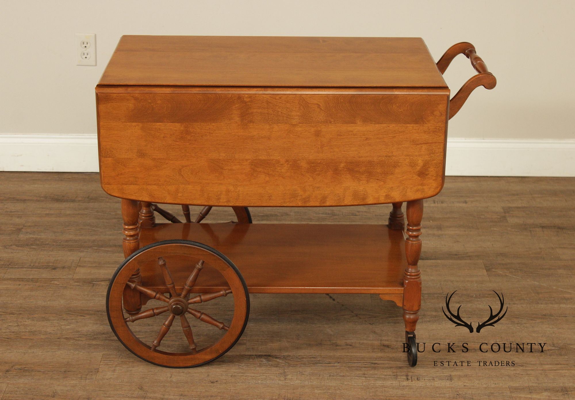 Ethan Allen Early American Maple Drop-Leaf Tea Cart