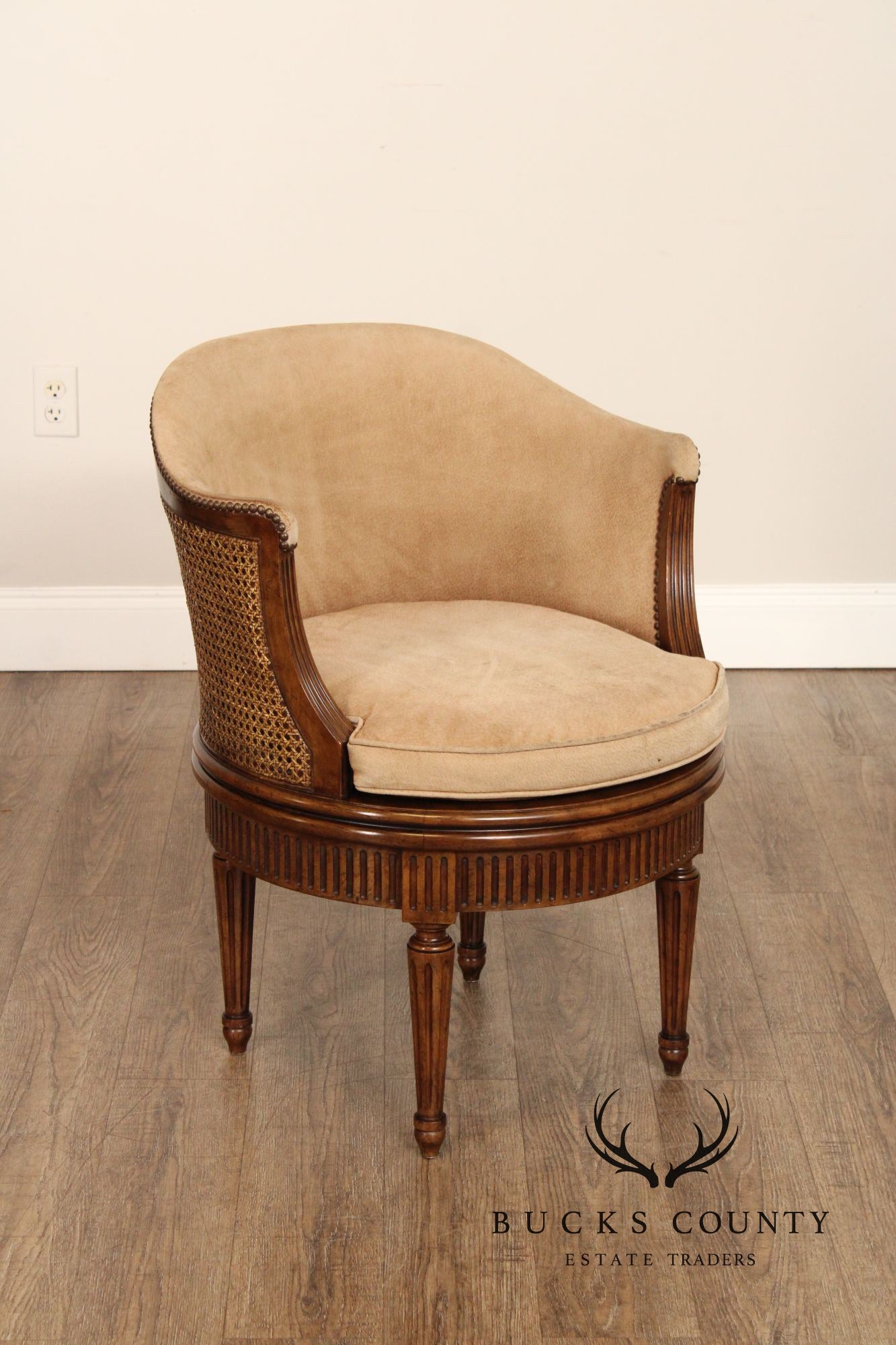 Baker Furniture French Louis XVI Style Swivel Barrel Chair