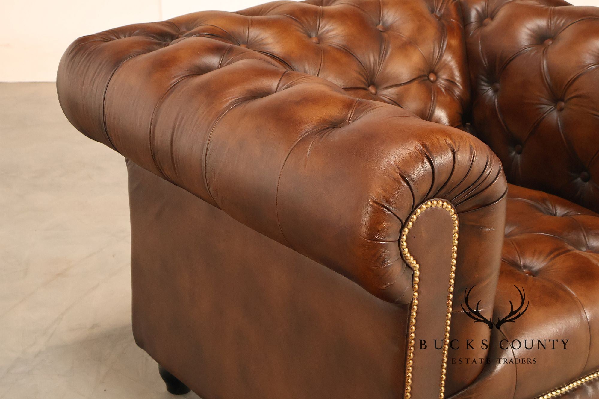 Chesterfield Style Brown Tufted Leather Club Chair