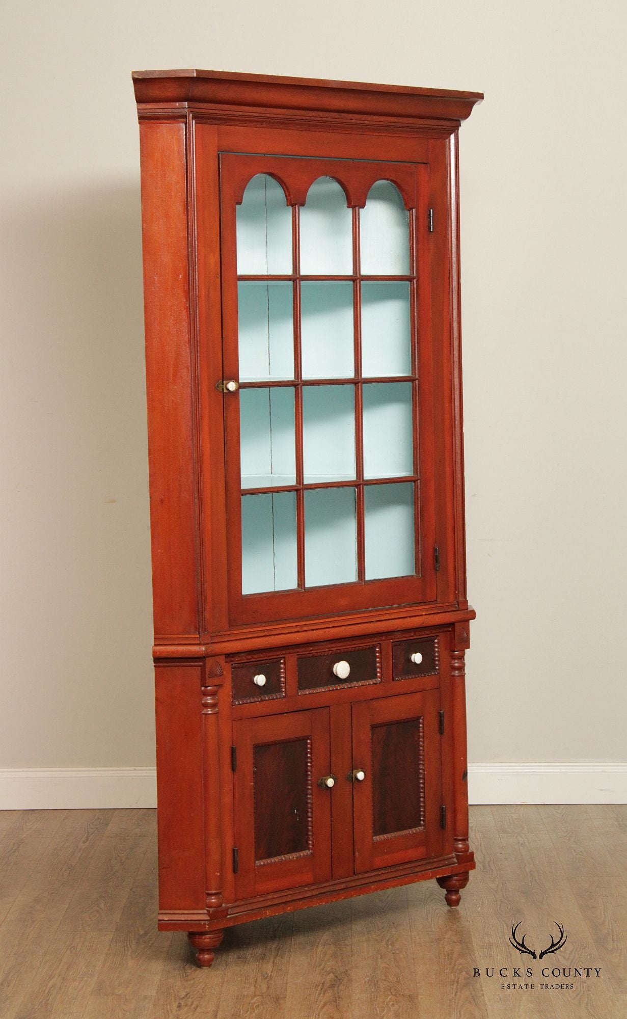 Antique American Farmhouse Cherry Corner Cabinet