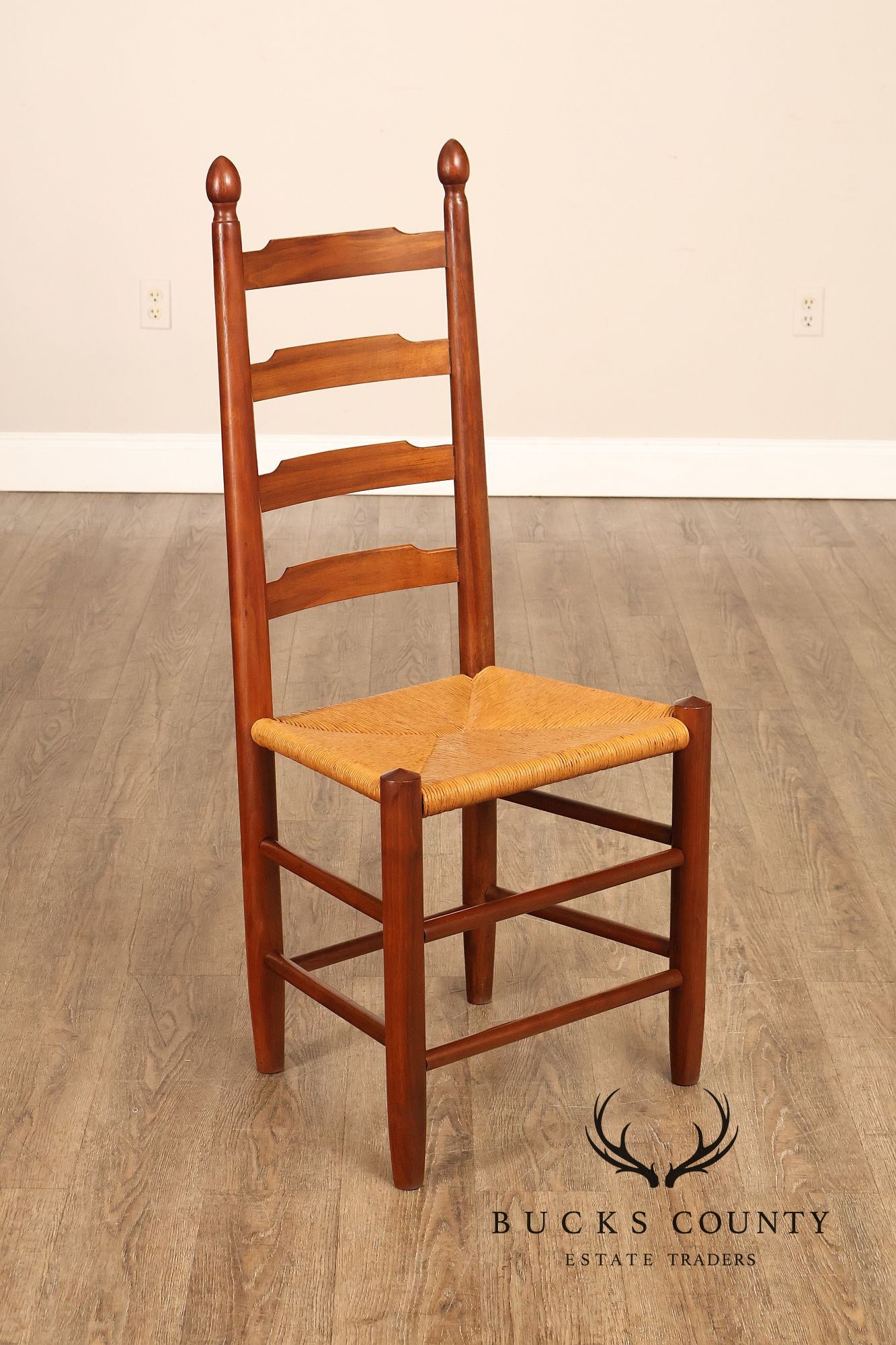 E.A. Clore Custom Walnut Set Of Eight Ladder Back Dining Chairs