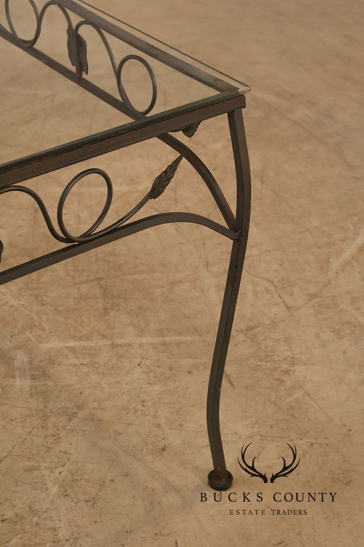Vintage Glass Top Outdoor Patio Coffee Table