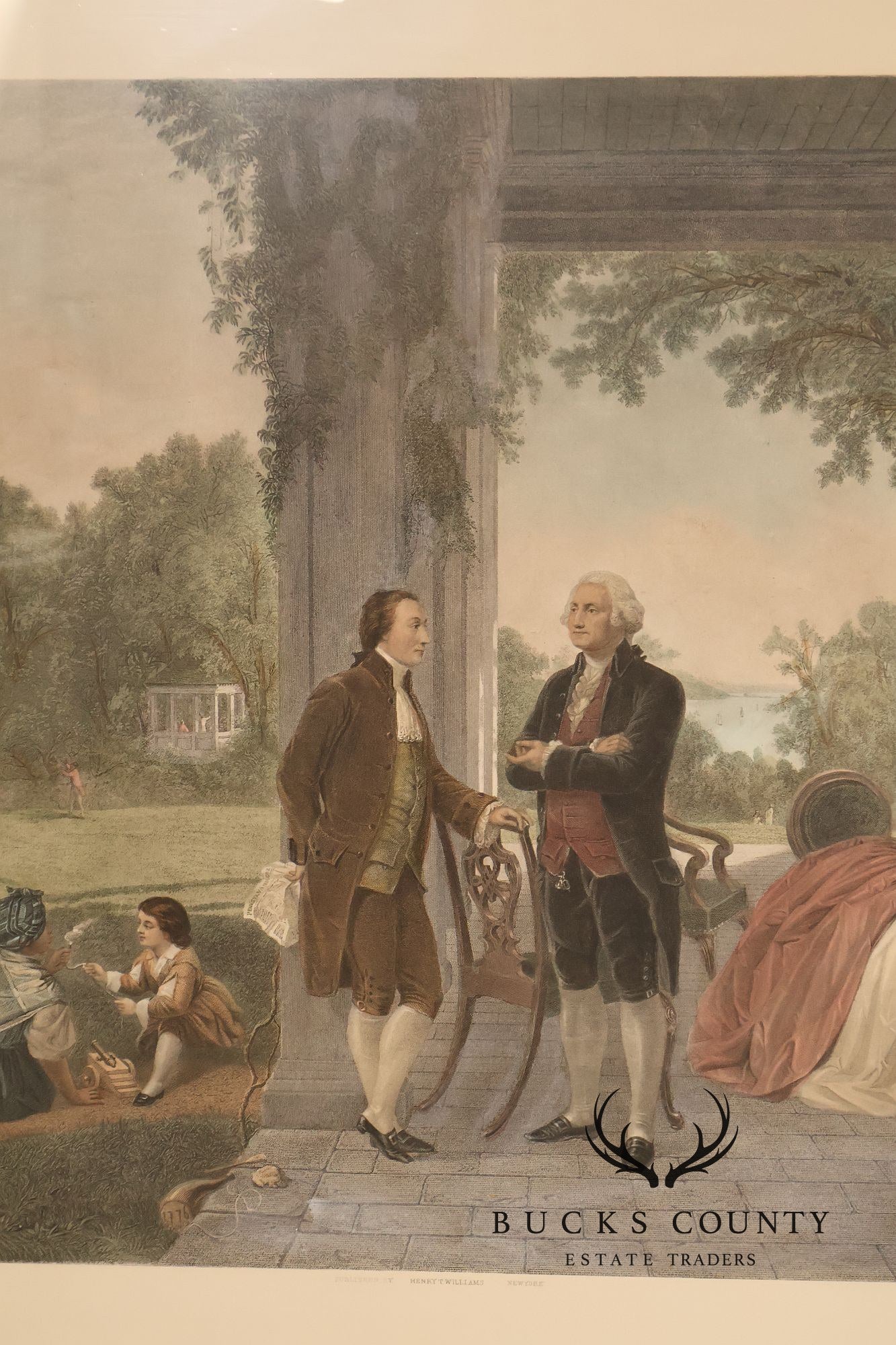 The Home Of George Washington Colored Engraving After Thomas Oldham Barlow