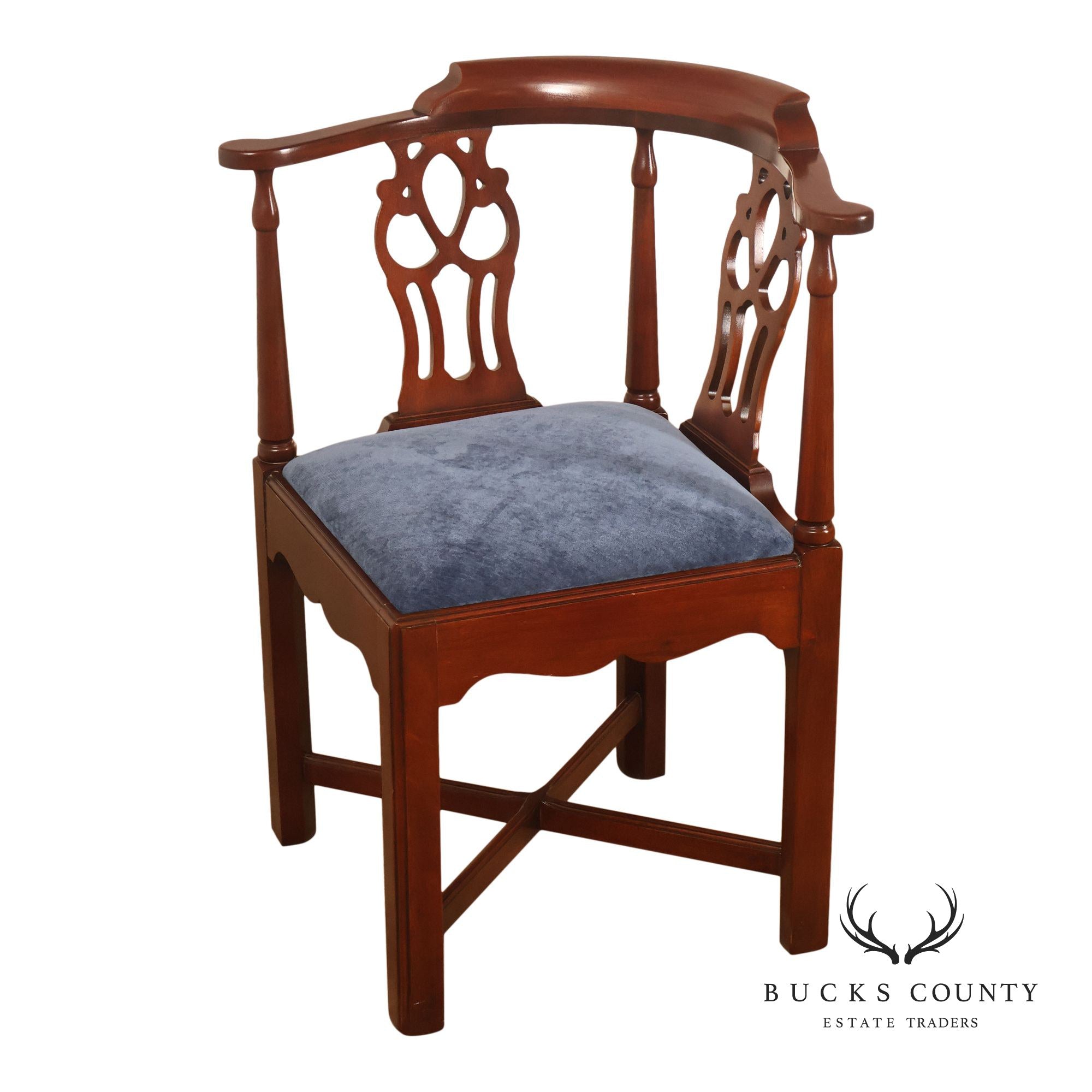 Chippendale Style Solid Mahogany Corner Chair