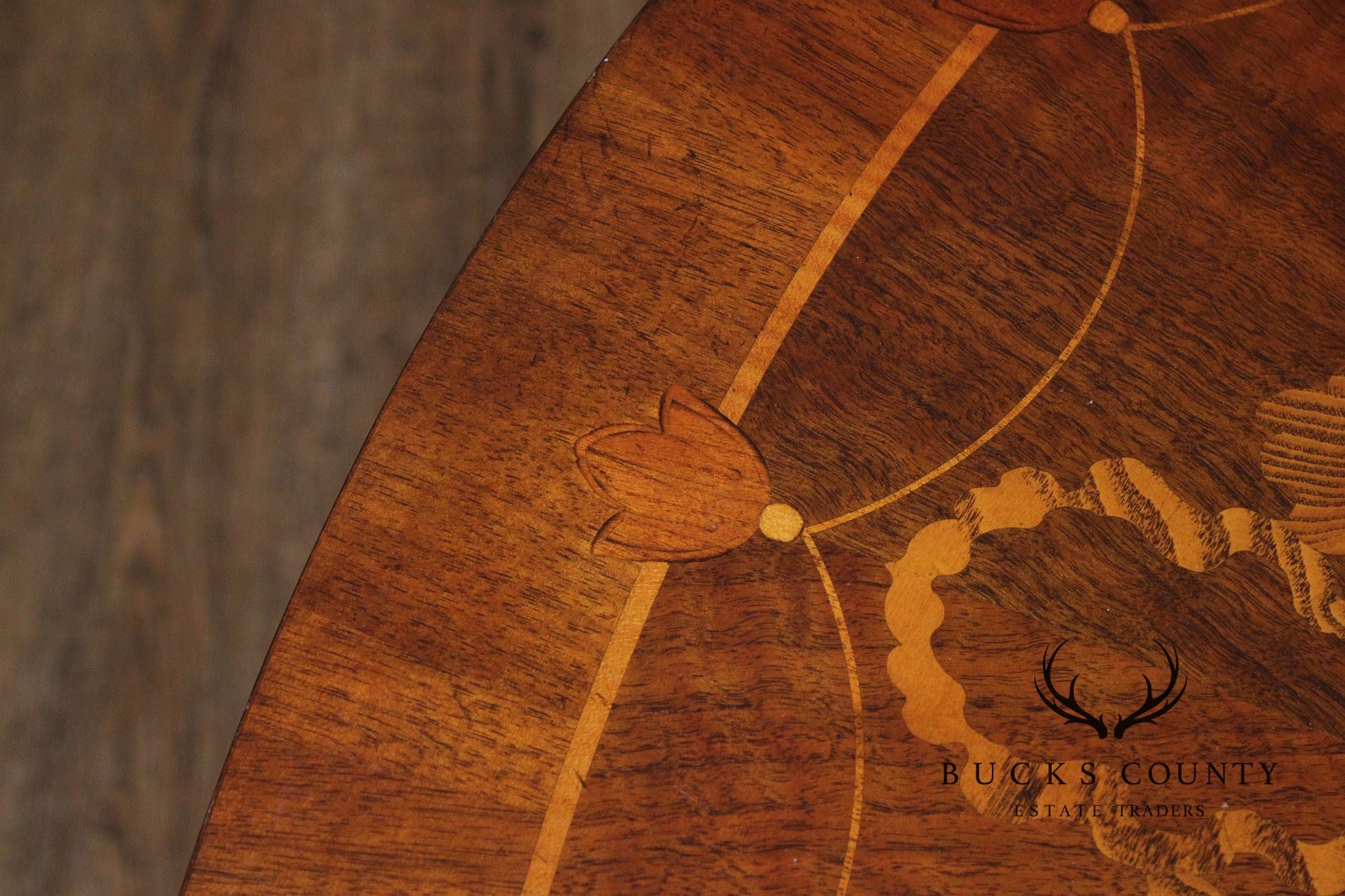 Maitland-Smith Round Inlaid Mahogany Round Center Table With Gilt Accents