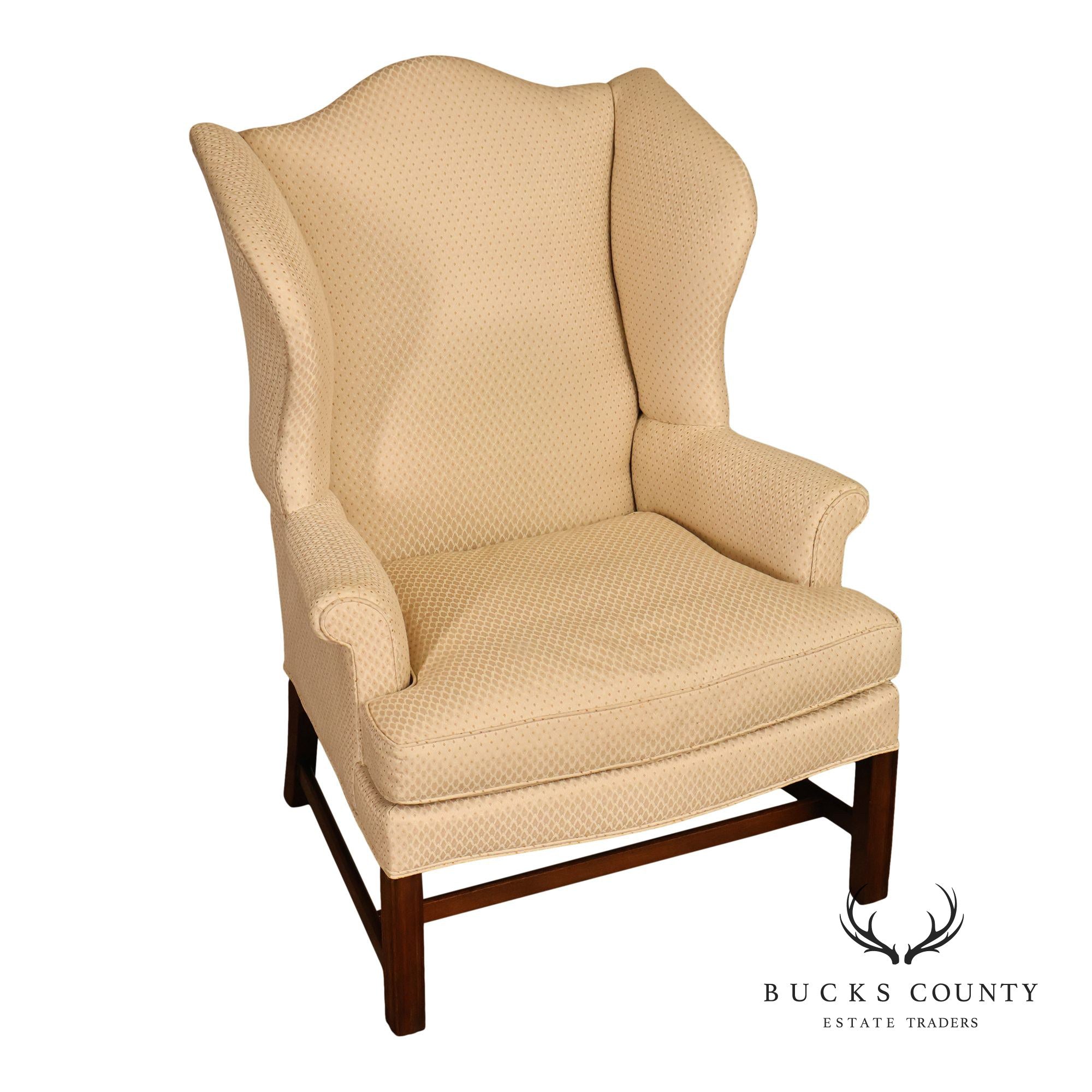 Kittinger Williamsburg Adaptation Chippendale Style Mahogany Wing Chair