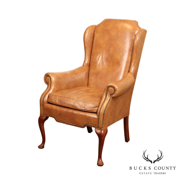 Leathercraft Queen Anne Style Leather Wing Chair