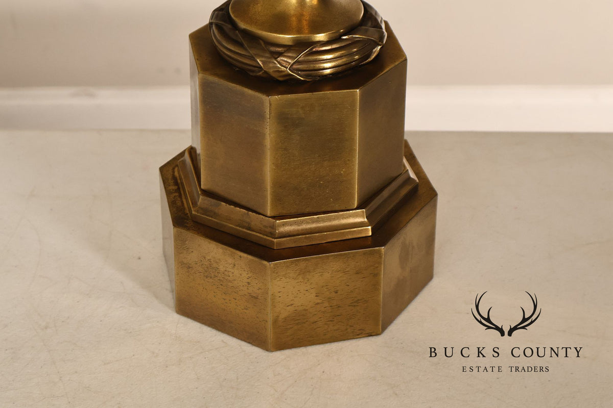 Chapman Vintage Pair of Brass Ram's Head Table Lamps