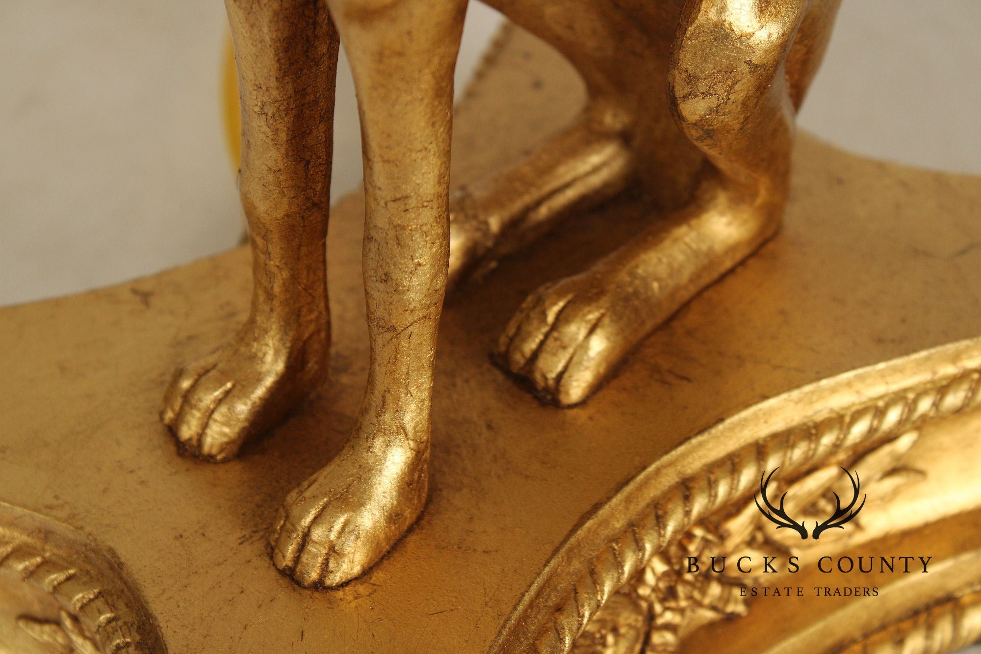 Egyptian Revival Pair Of Gilt Greyhound Table Lamps