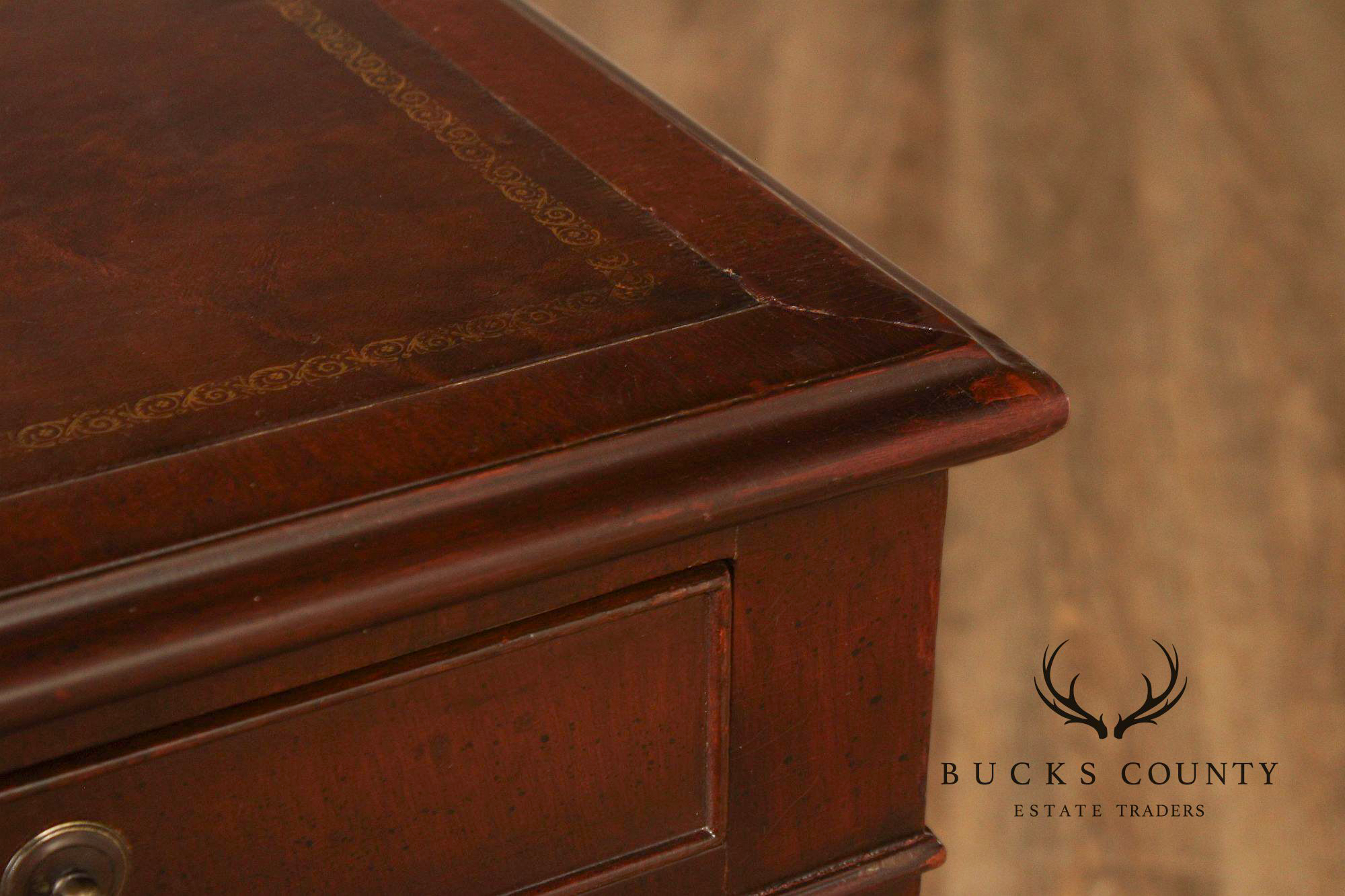 Regency Style Vintage Leather Top Mahogany Writing Desk