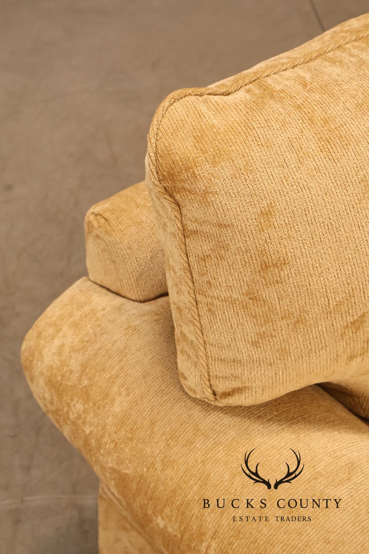 Traditional Gold Chenille Upholstered Three Cushion Sofa