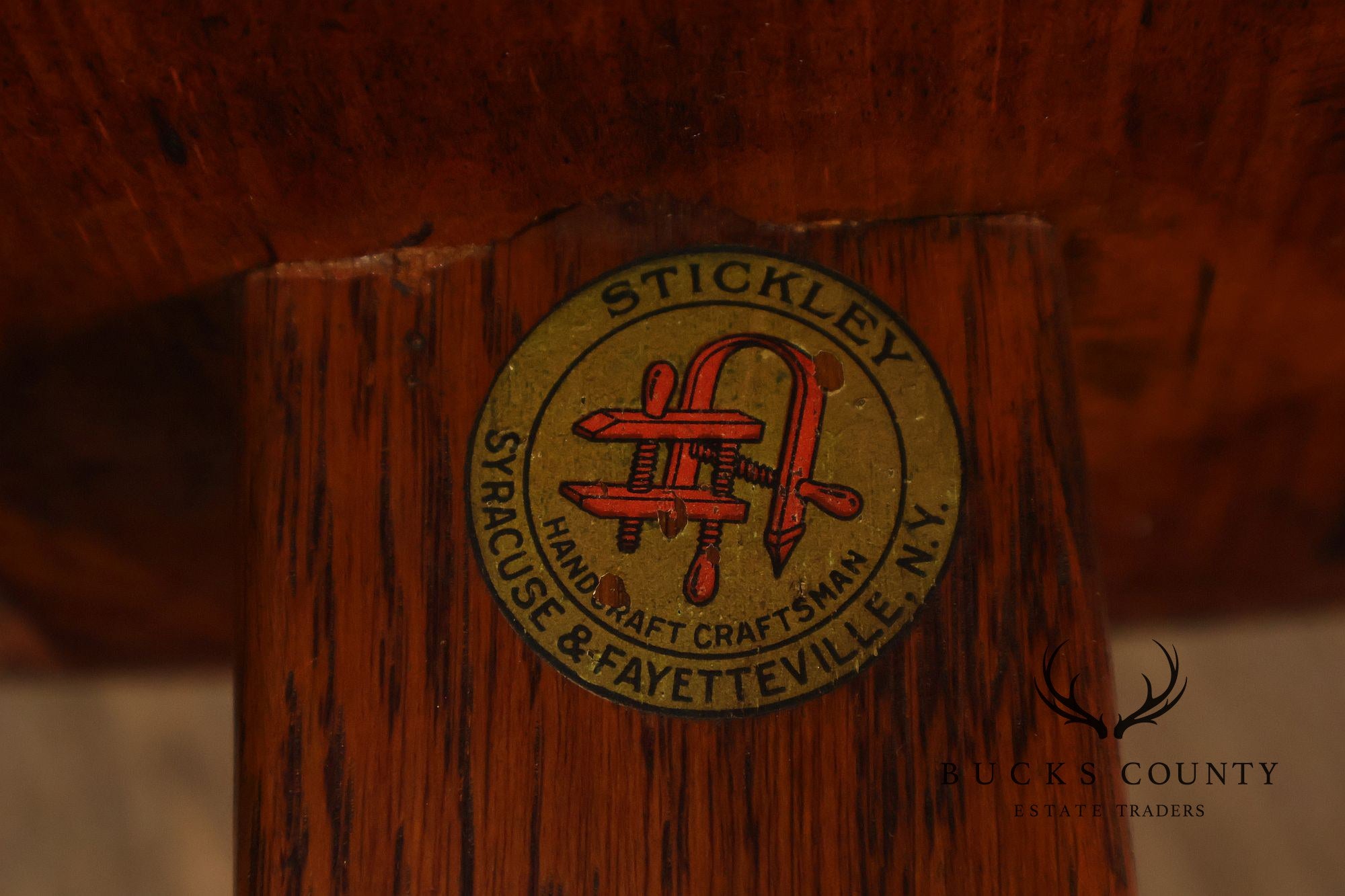 Antique L&JG Stickley Round Extendable Mission Oak Dining Table