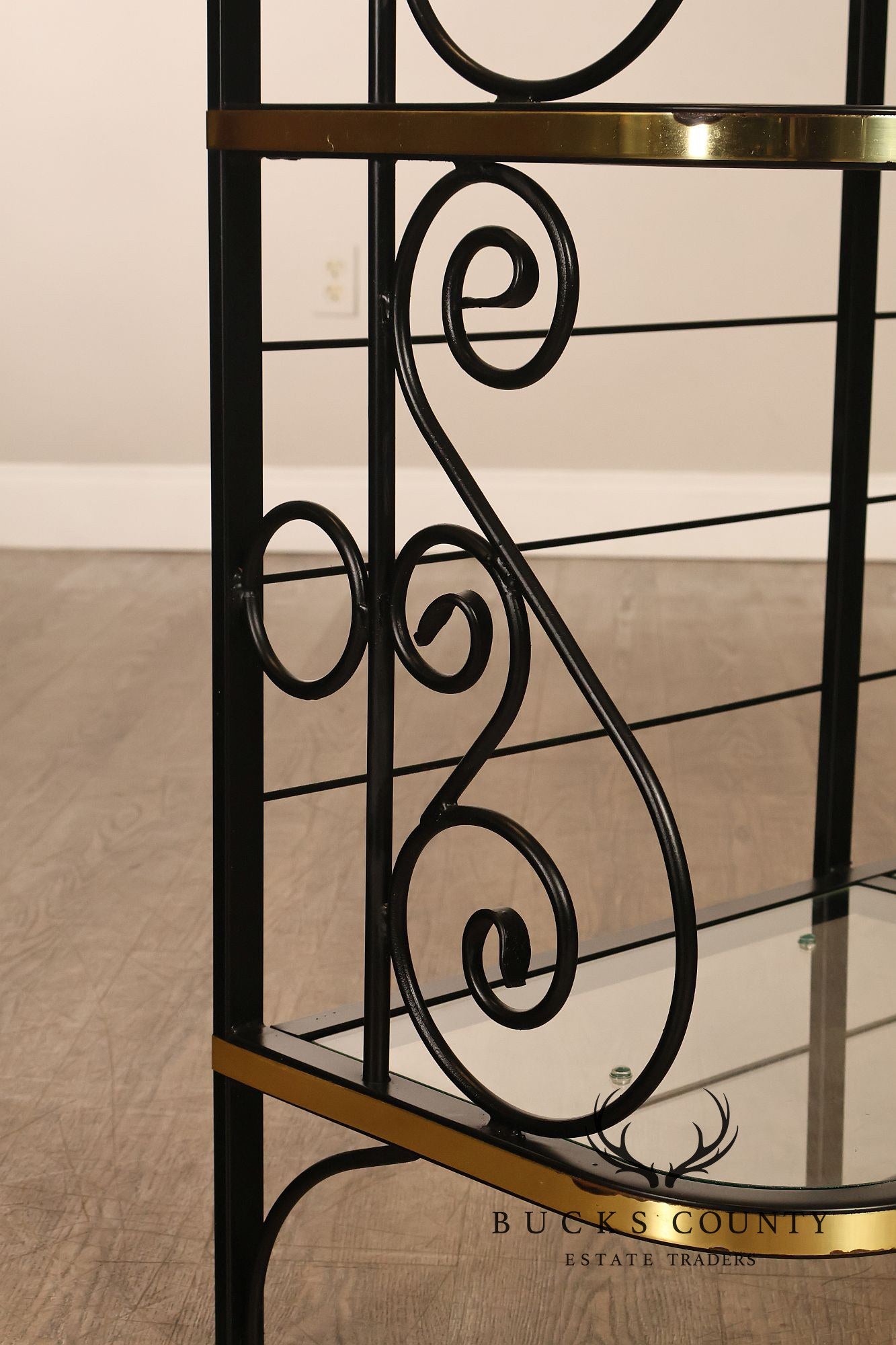 Morecraft French Country Style Wrought Iron And Glass Étagère