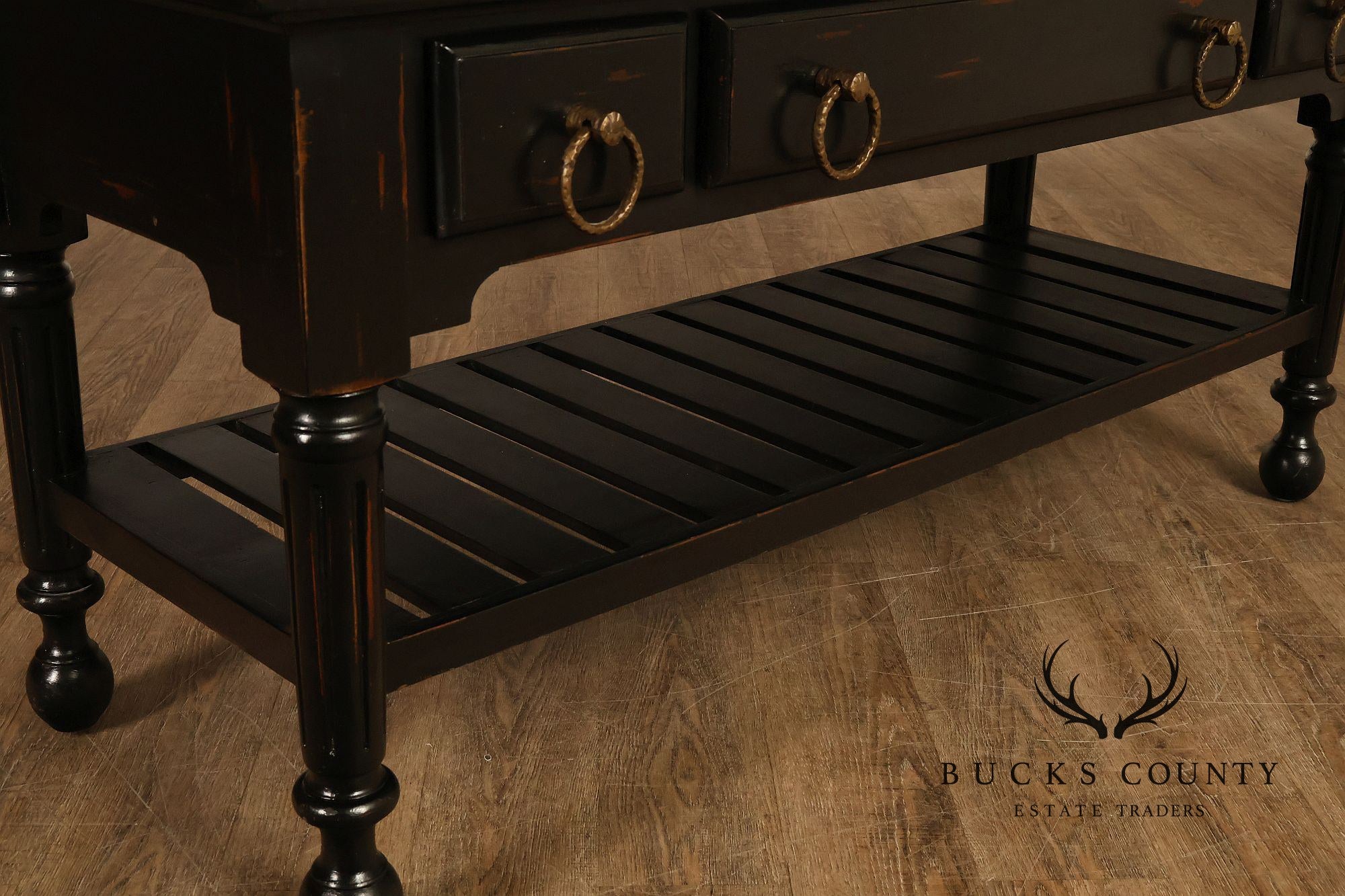 French Colonial Style Butcher Block Kitchen Island