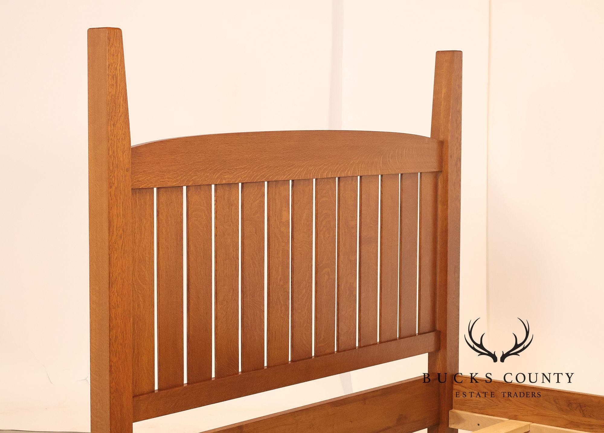 Custom Crafted Mission Style Oak Queen Bed Frame