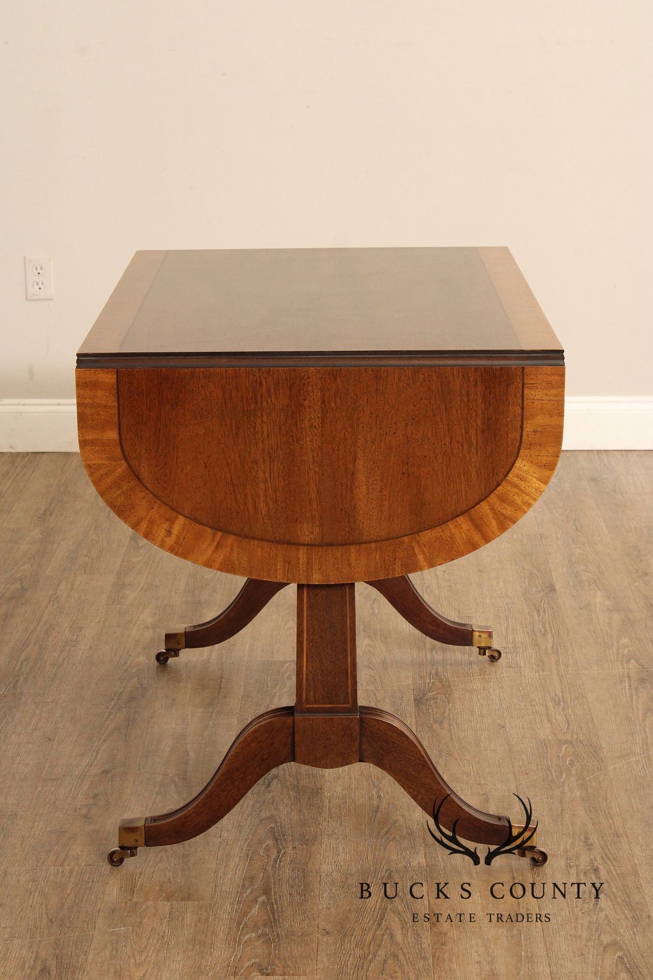 Henredon Regency Style Banded Mahogany Drop Leaf Sofa Table