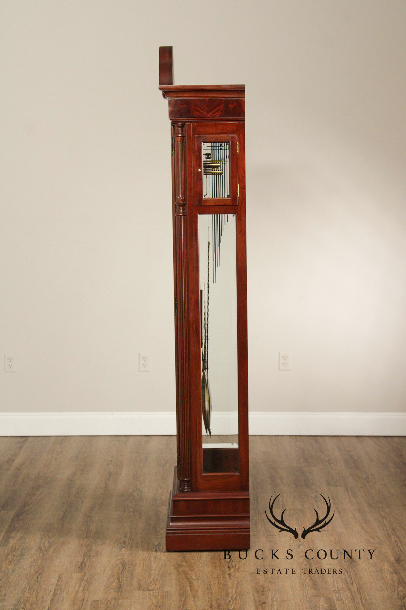 Sligh Mahogany Inlaid Grandfather Clock With Moon Phase Dial
