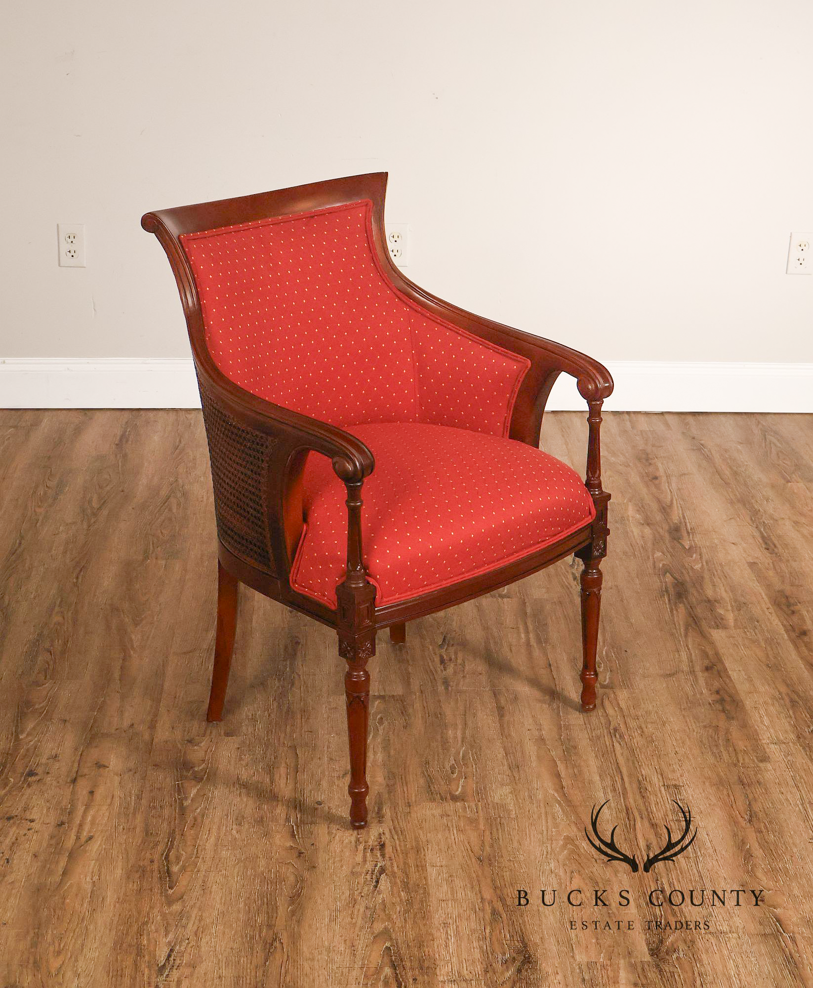 Bassett Federal Style Mahogany Cane Back Accent Chair