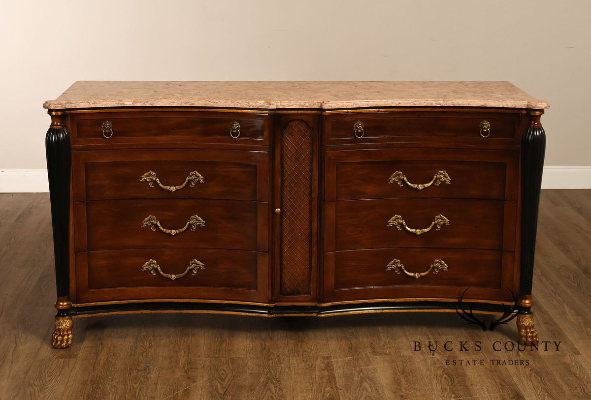 Marble Top Neoclassical Style Mahogany Dresser Buffet