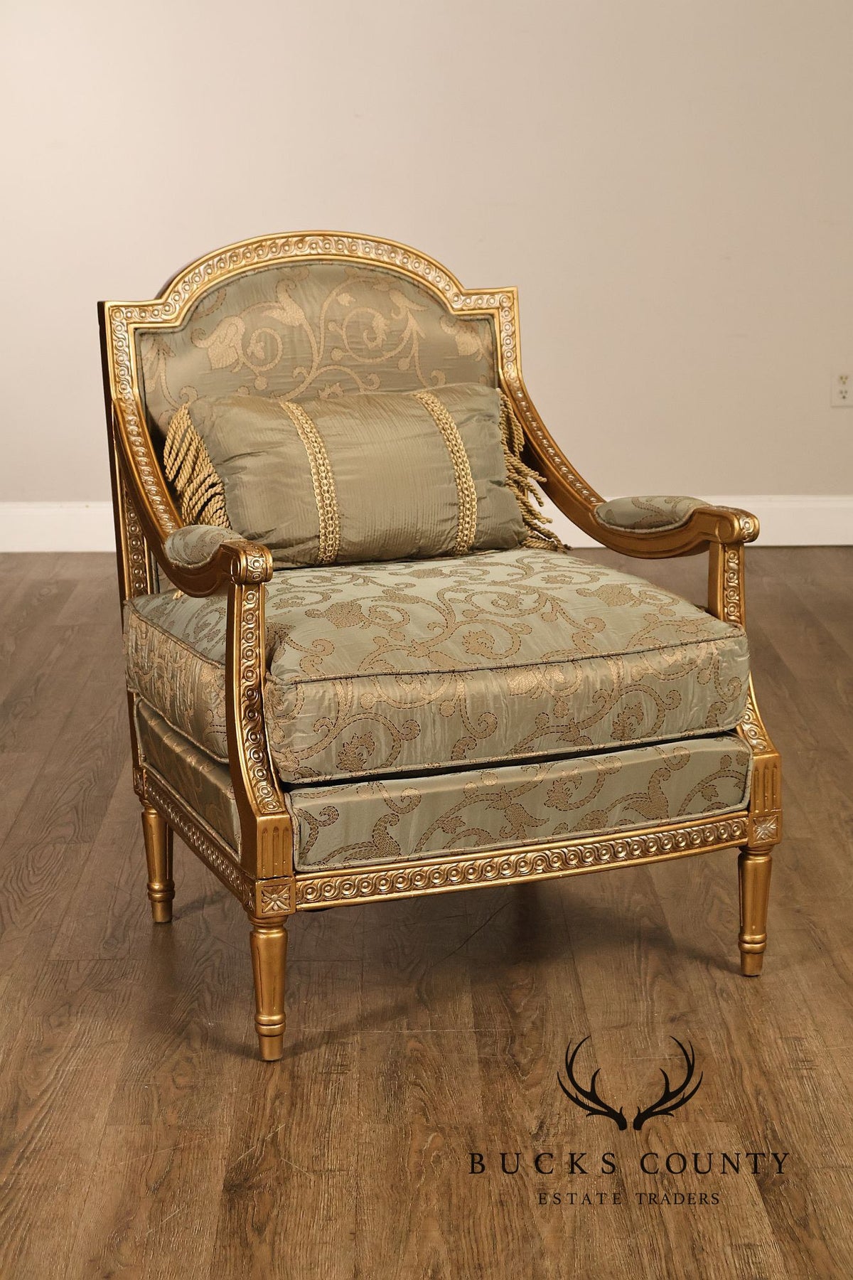 French Louis XVI Style Pair of Bergere Armchairs
