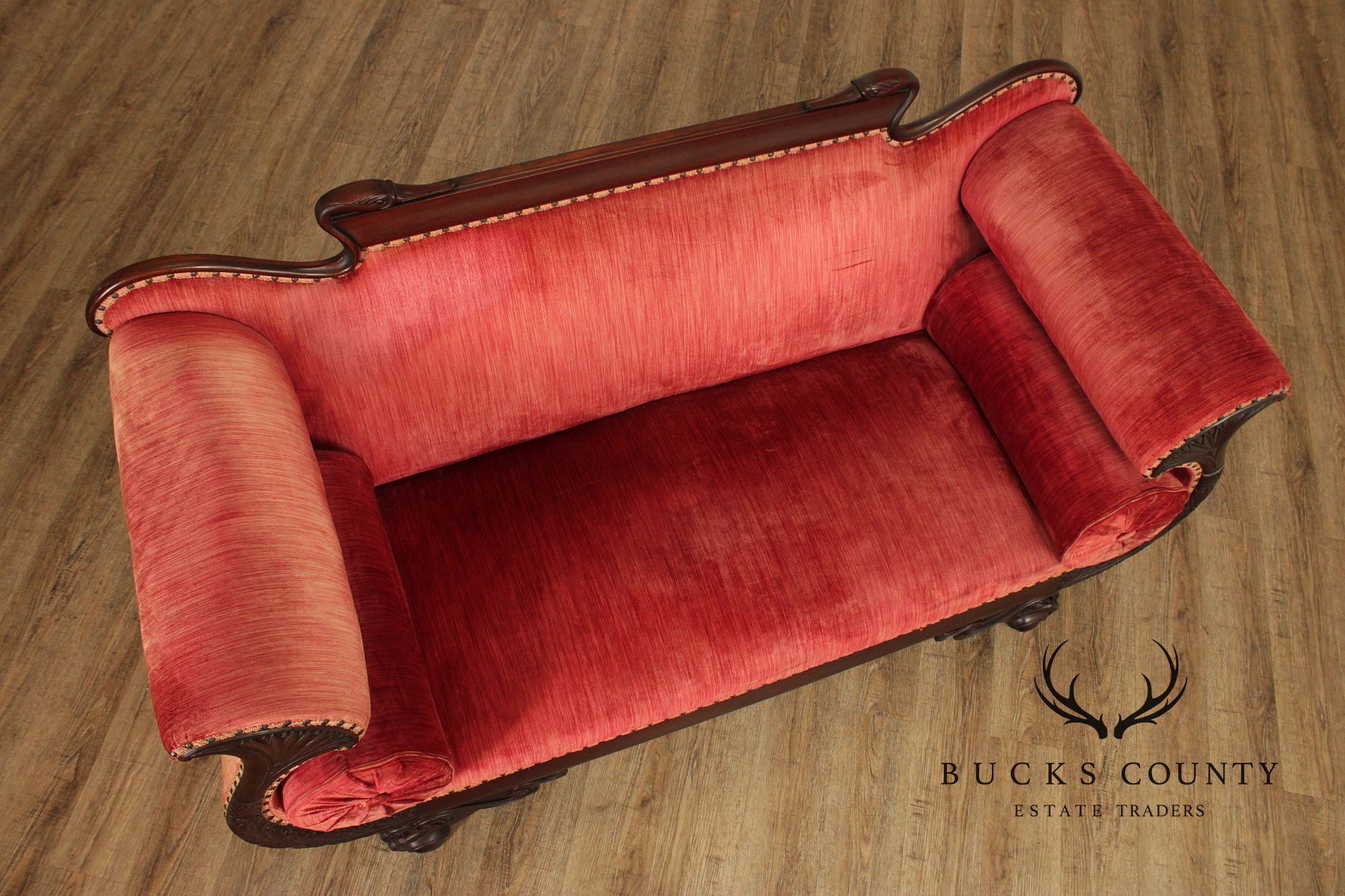 Antique Empire Carved Mahogany Swan Sofa