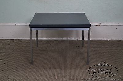 Mid Century Modern Square Chrome Slate Top Side Table