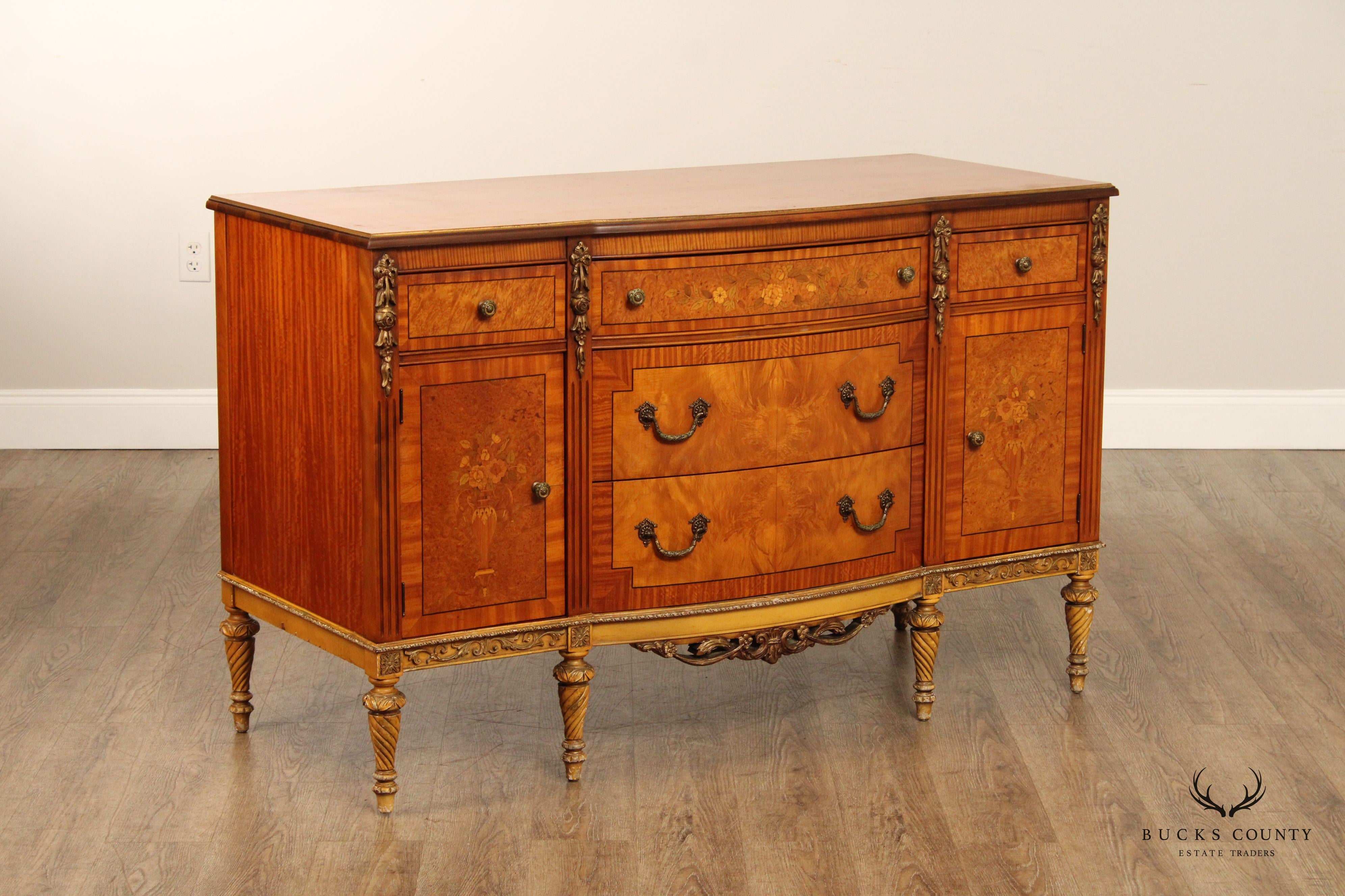 1930's French Napoleon III Style Marquetry Inlaid Dresser By John Stuart