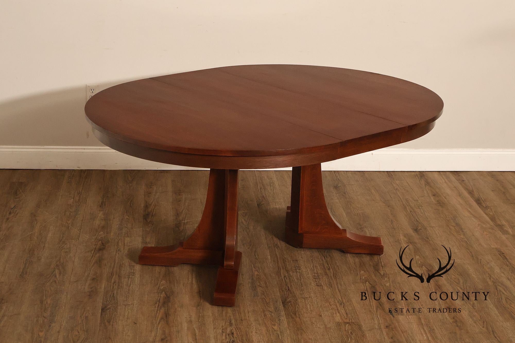 Stickley Mission Collection Round Oak Expandable Dining Table