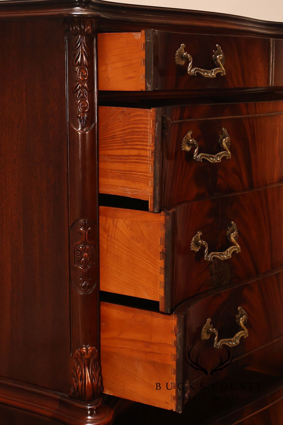 Vintage 1940s Mahogany High Chest