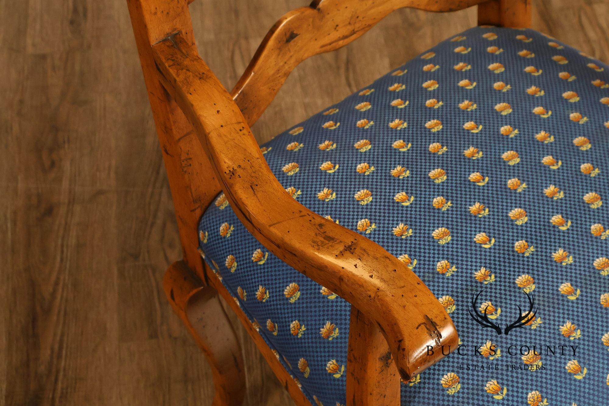 Guy Chaddock Basque Hickory Set Of Eight French Country Ladder Back Dining Chairs