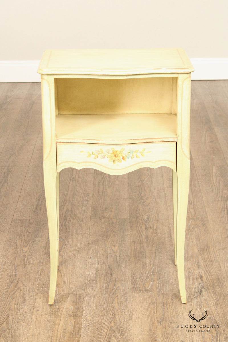 Widdicomb French Louis XV Style Vintage Paint Decorated Nightstand