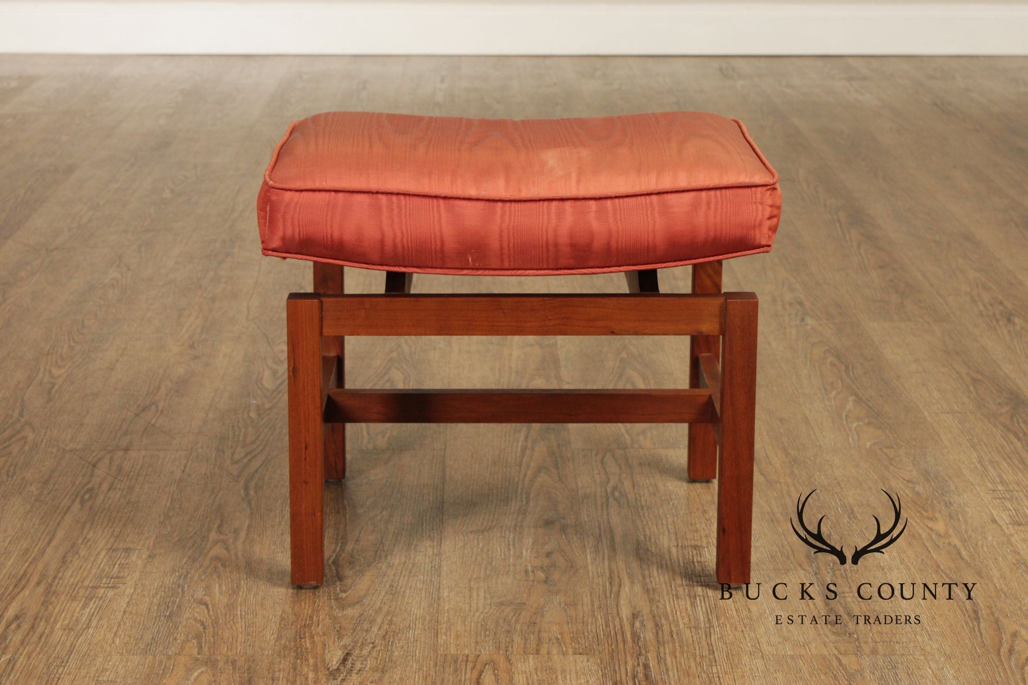 Jens Risom Mid Century Modern Pair Of Walnut Stools