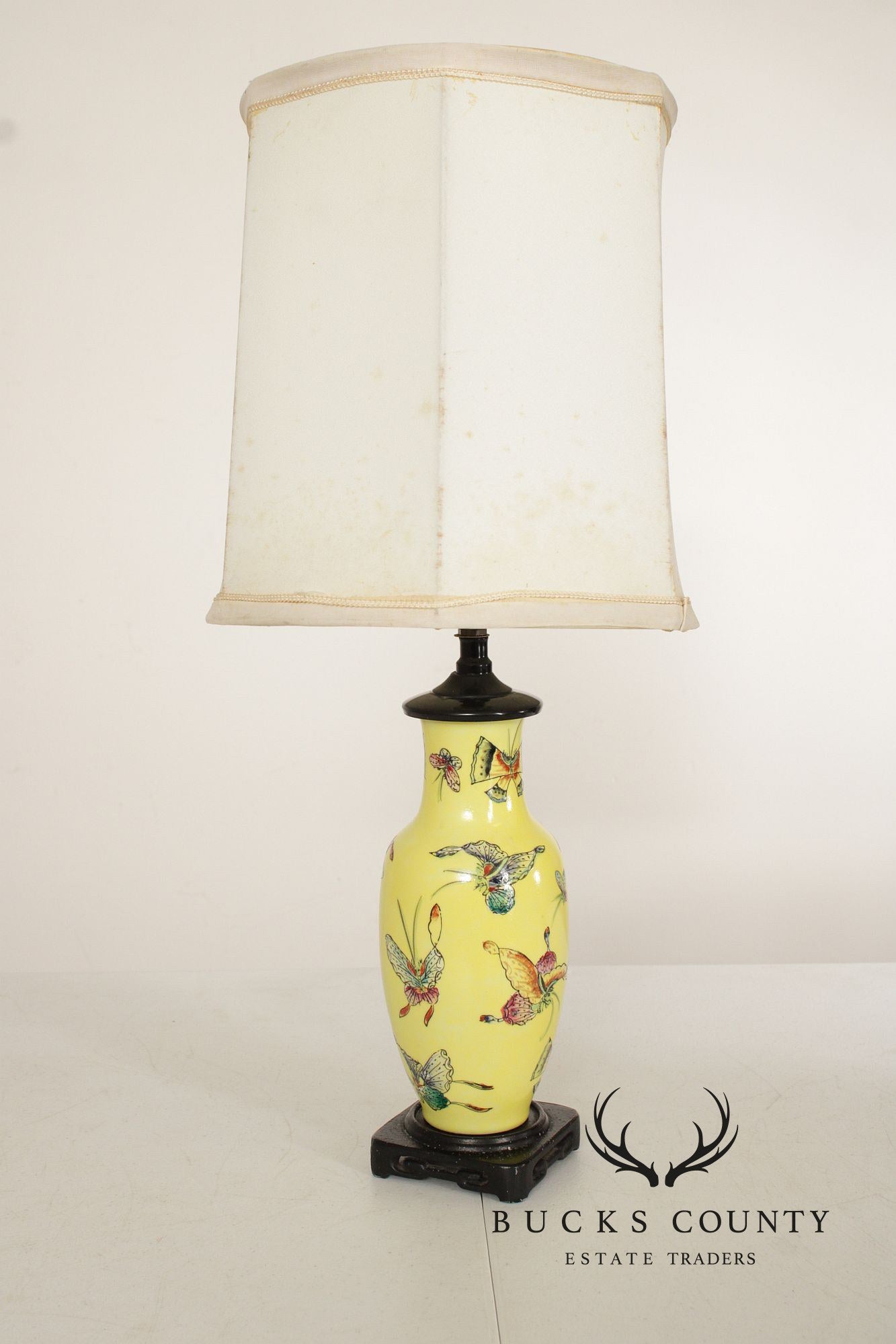 Chinese Pair of Famille Jaune Porcelain Table Lamps