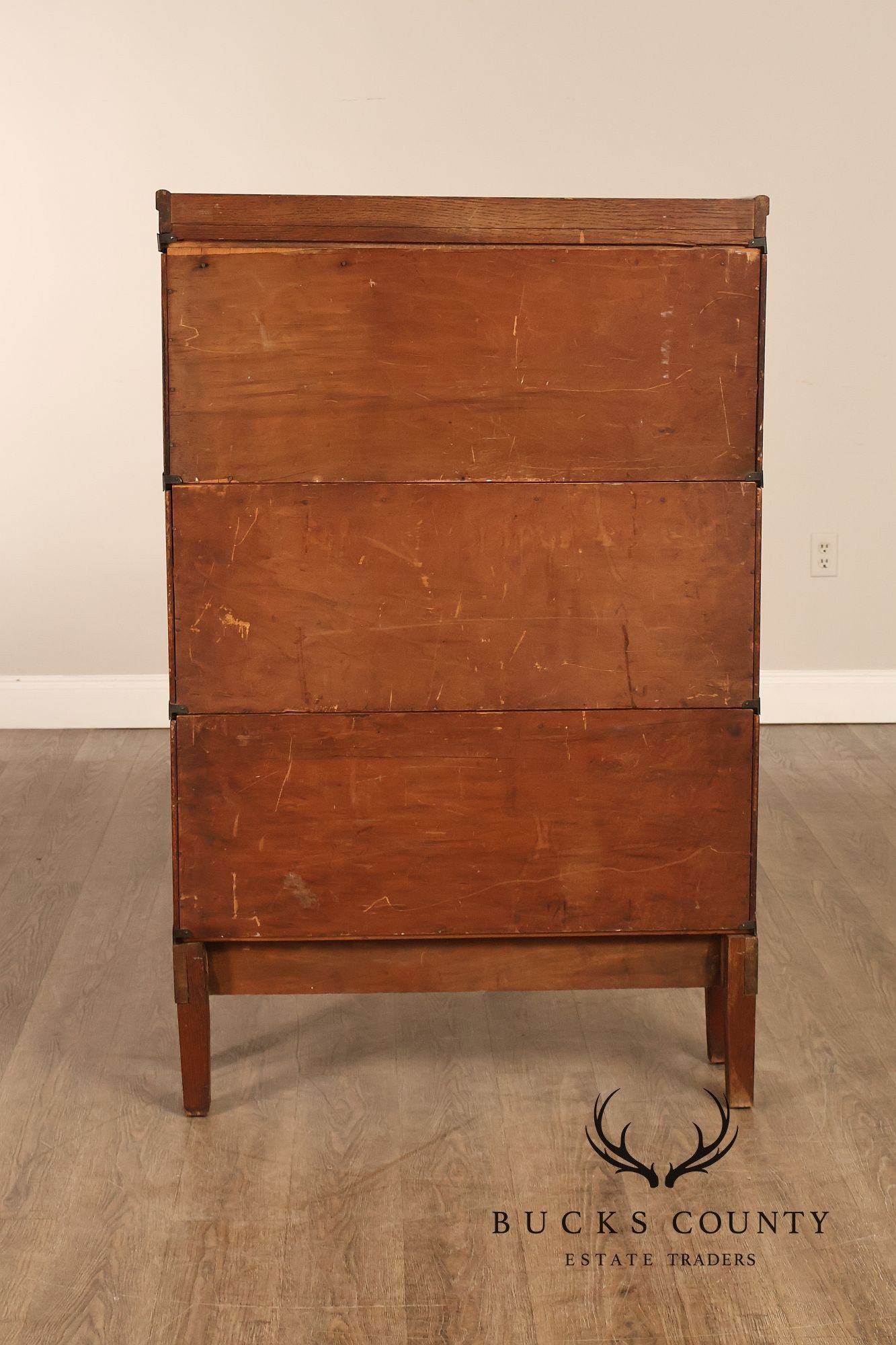 Macey Antique Oak Three Section Barrister Bookcase