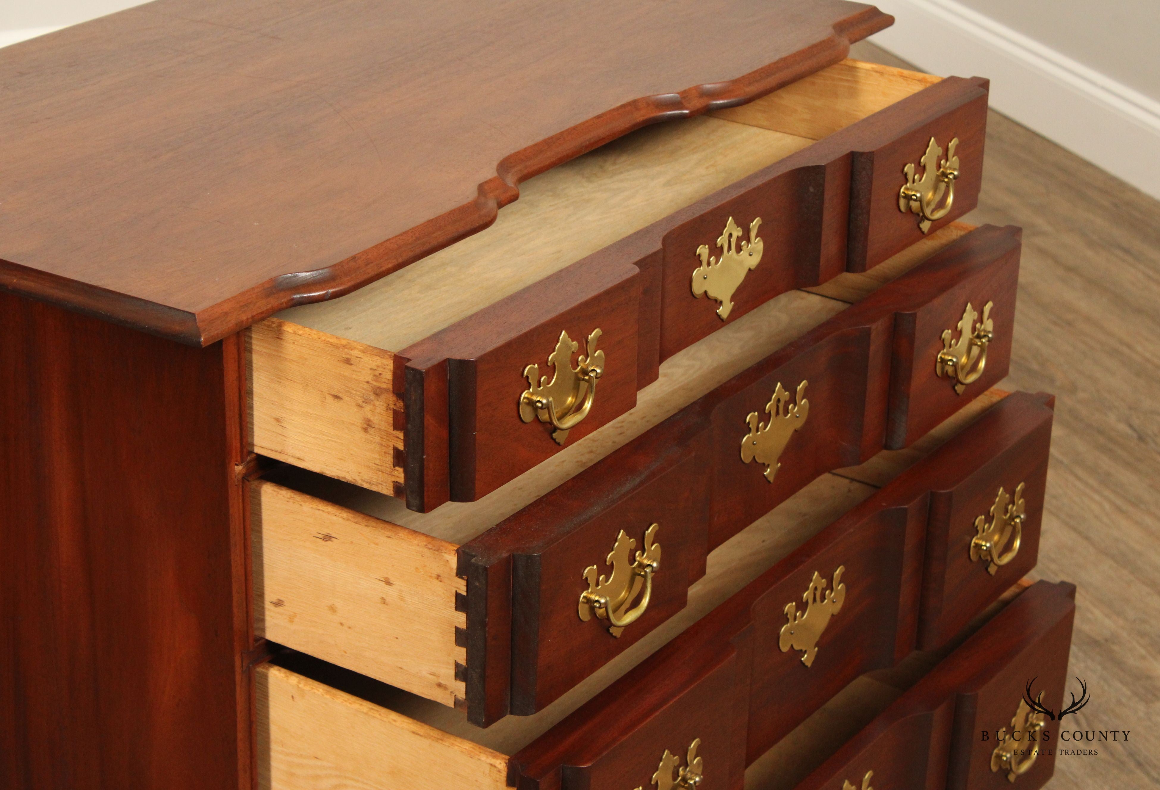 Chippendale Style Custom Crafted Mahogany Blockfront Chest
