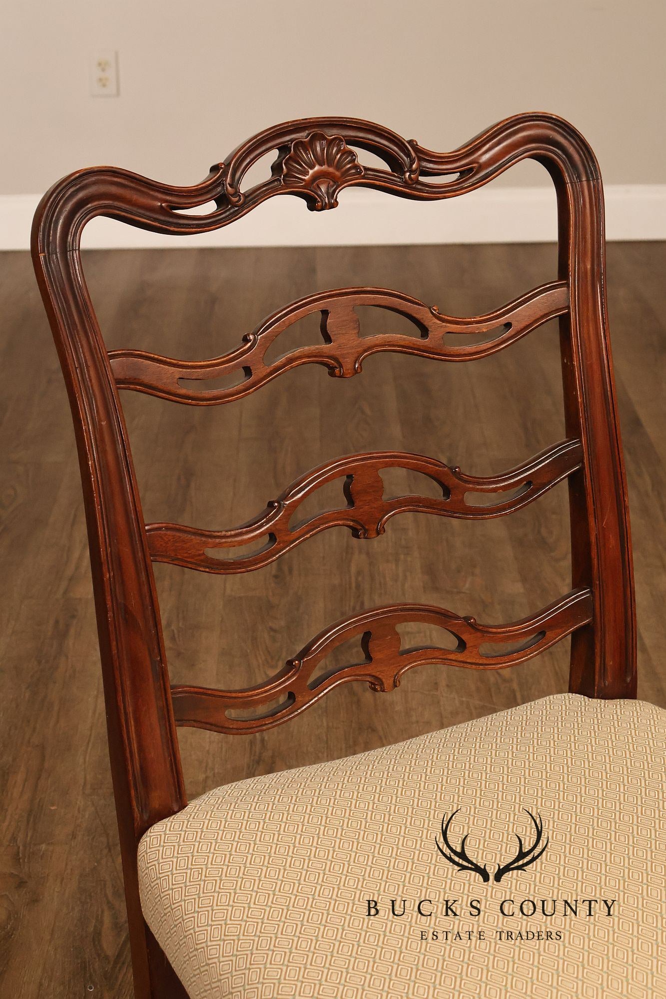 Chippendale Style Set of Eight Mahogany Ladder Back Dining Chairs