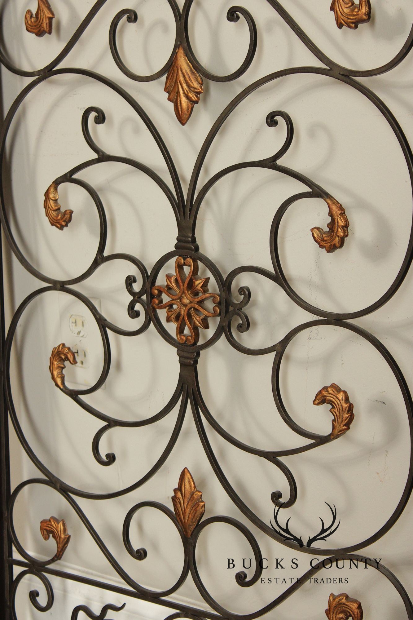 Spanish Baroque Style Partial Gilt Wrought Iron Wall Decor