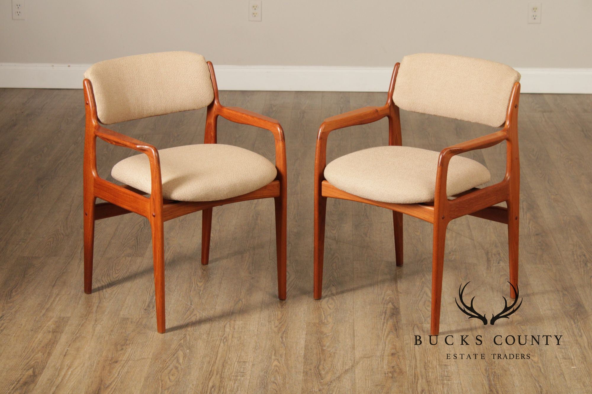 Benny Linden Danish Modern Style Pair of Teak Armchairs