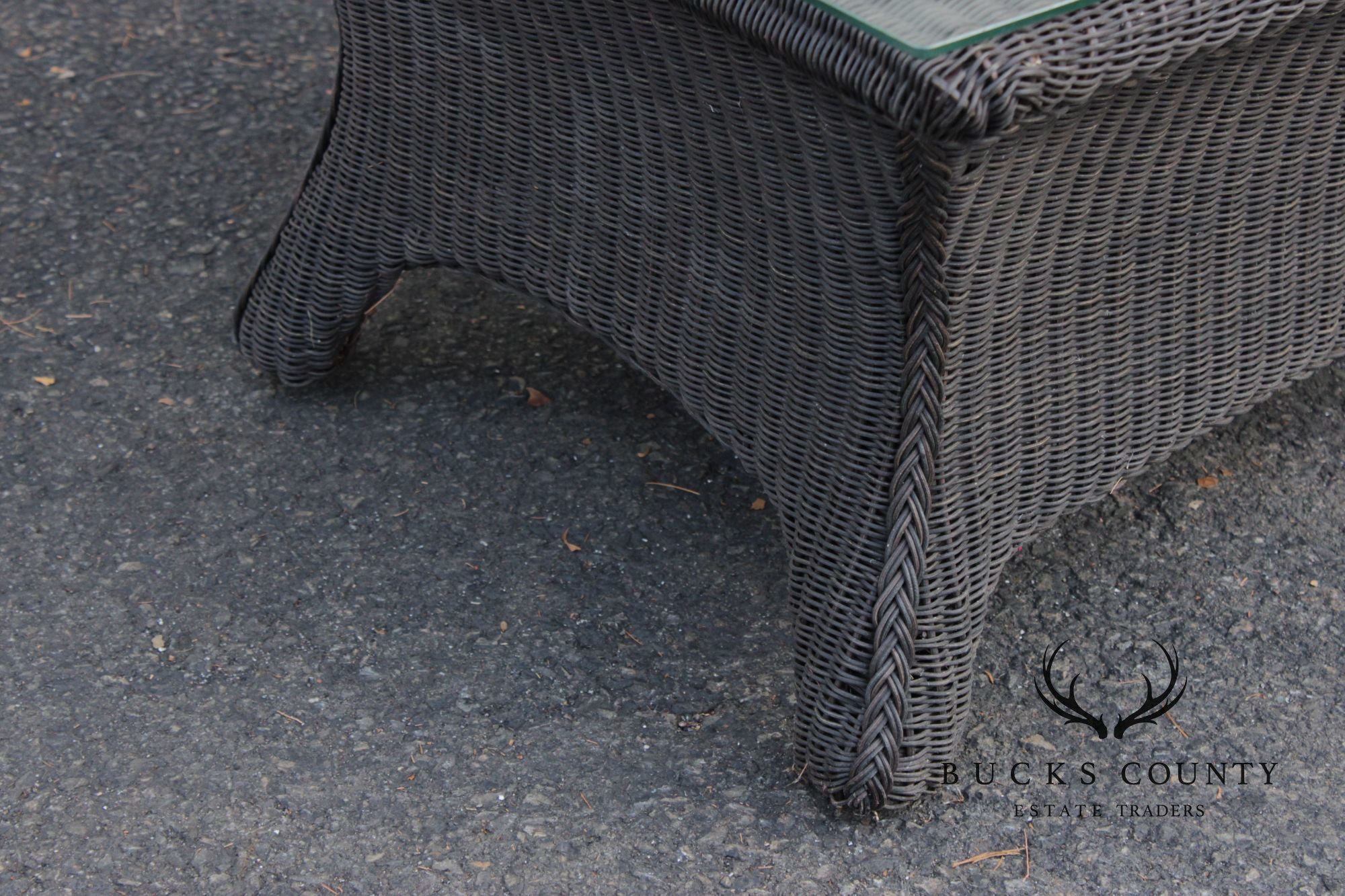 Summer Classics Outdoor Wicker Glass Top Coffee Table