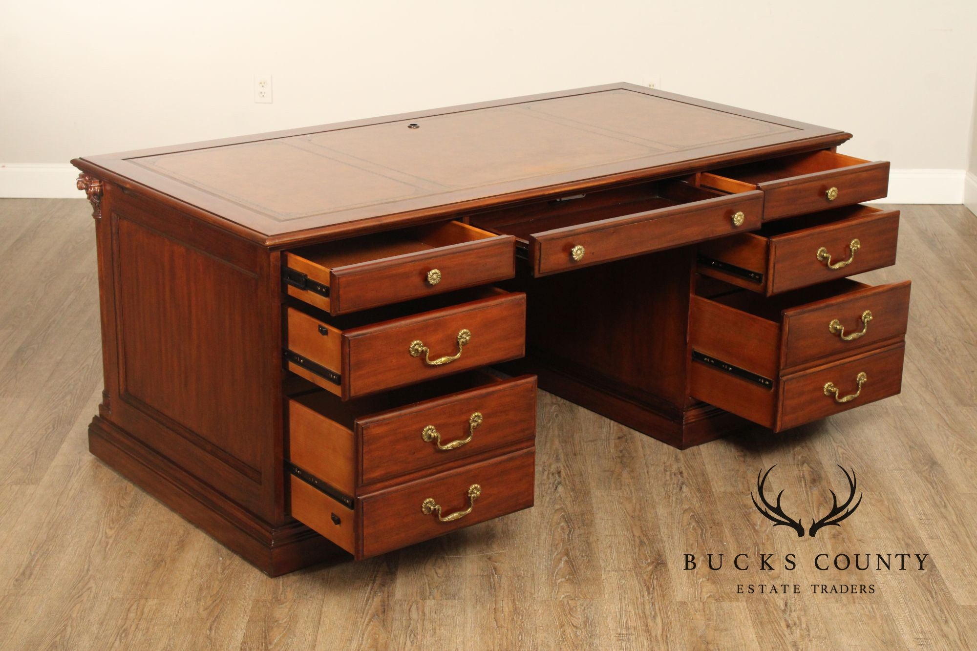 Sligh 'The Ellis Line' Mahogany Leather Top Executive Desk