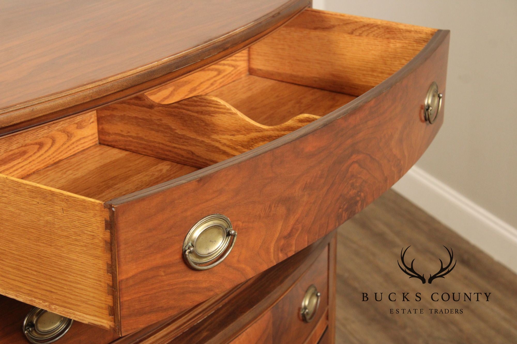 1940's Hepplewhite Style Inlaid Walnut Chest on Chest