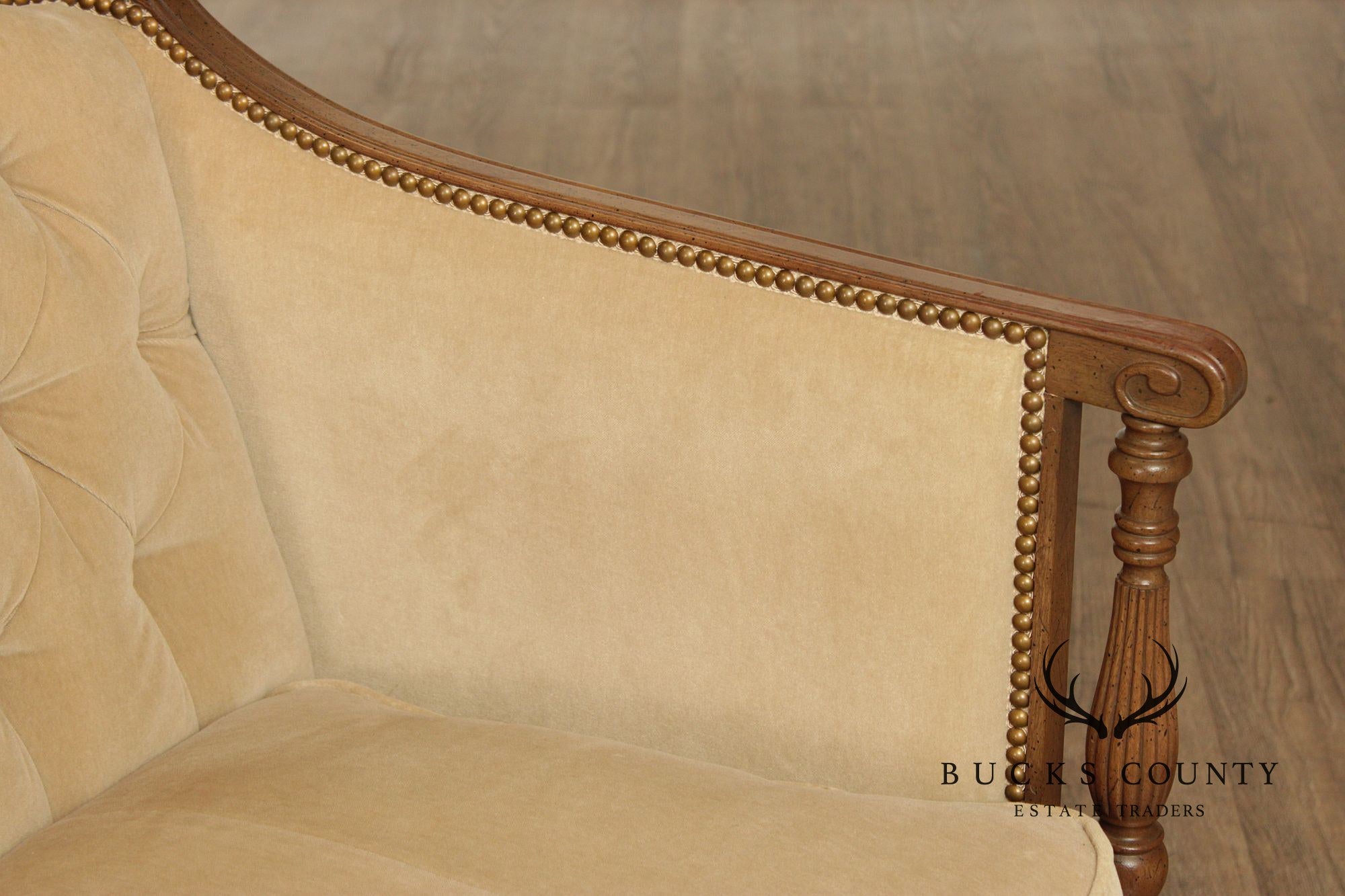 Sheraton Style Vintage Mahogany Tufted Sofa