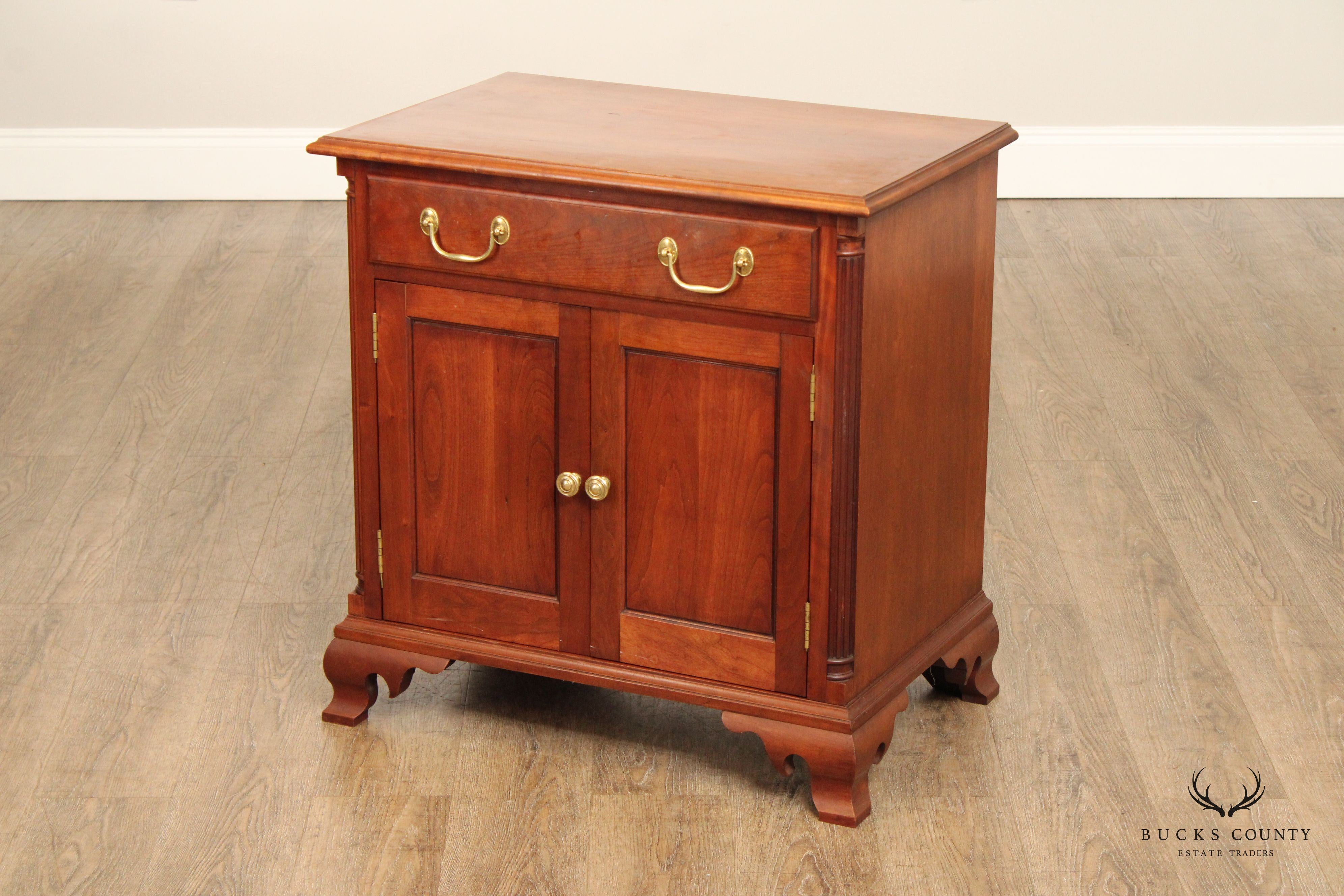 Chippendale Style Cherry Nightstand Cabinet