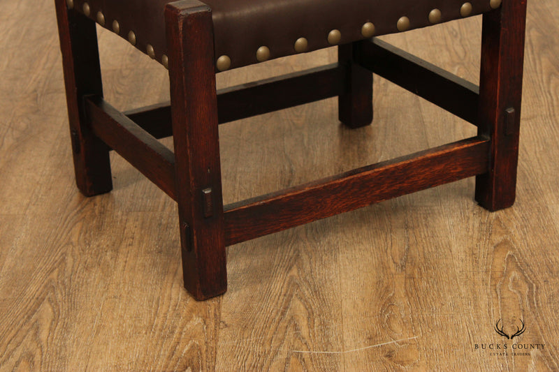 Gustav Stickley Mission Oak and Leather Foot Stool