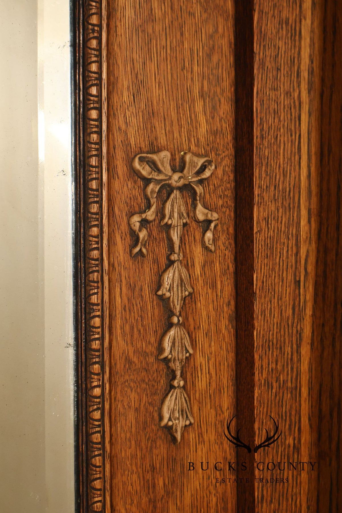 Antique C.B. Atkin Company Victorian Oak Mirrored Fireplace Mantel