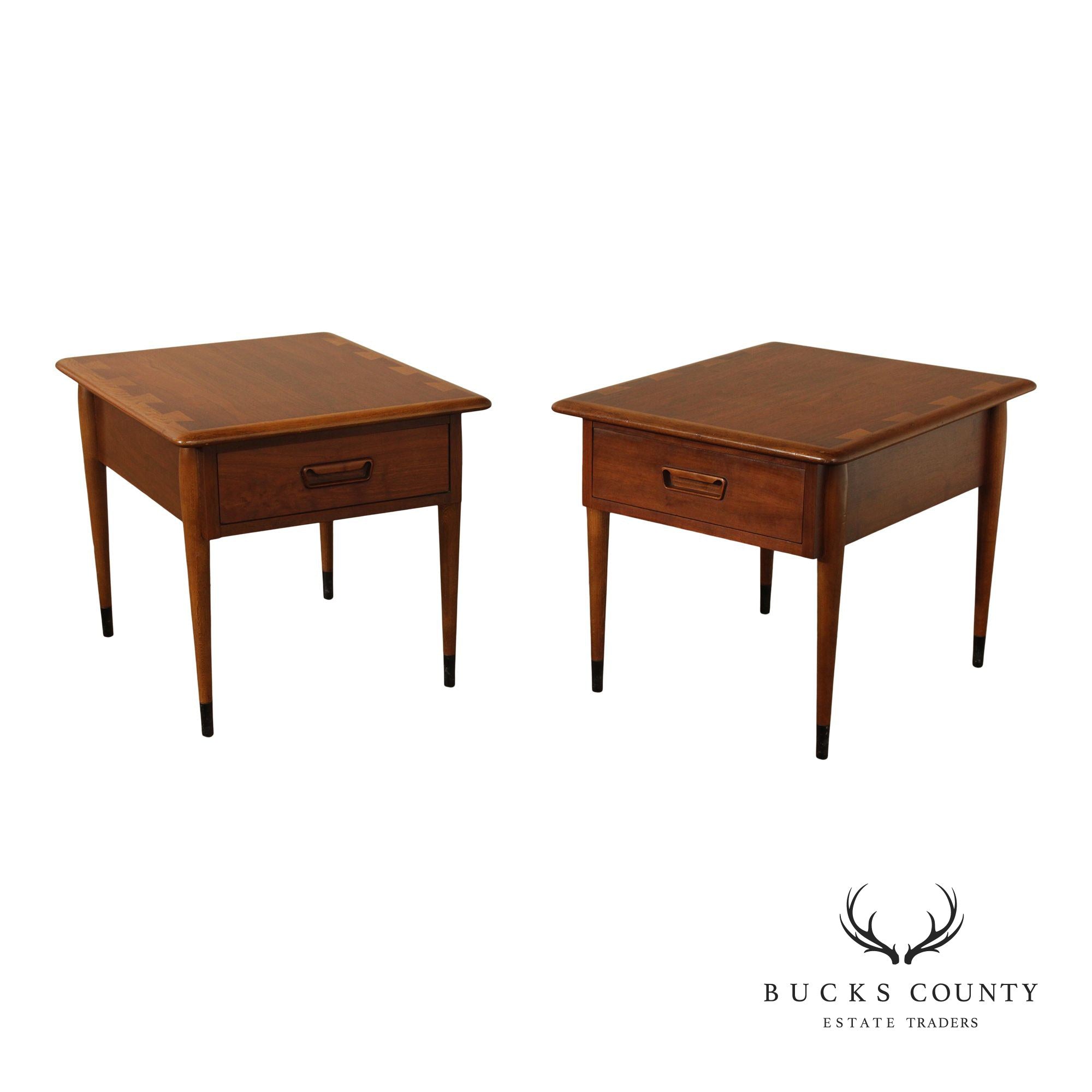 Lane Acclaim Mid Century Modern Pair Of Walnut End Tables