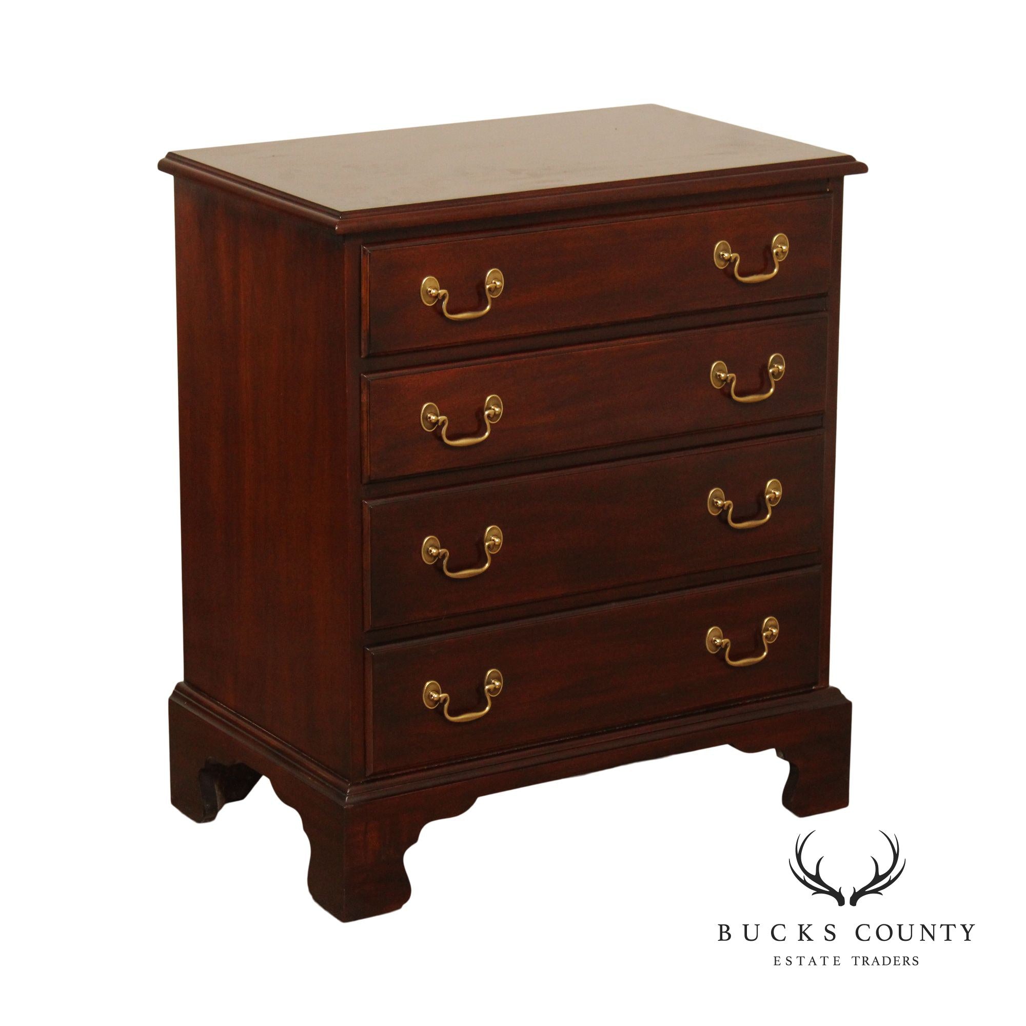 Henkel Harris Chippendale Style Mahogany Four Drawer Chest Nightstand